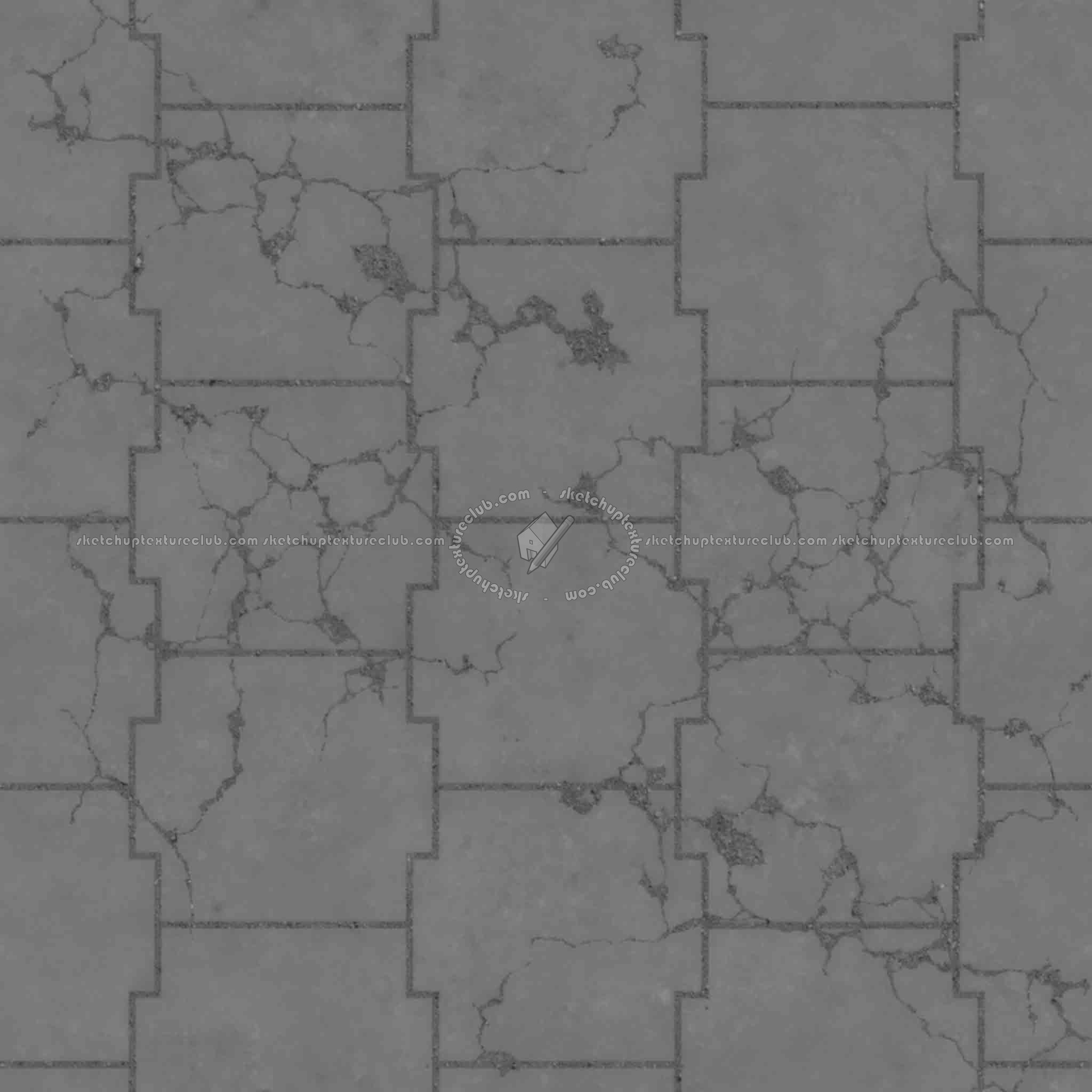 Textures   -   ARCHITECTURE   -   PAVING OUTDOOR   -   Concrete   -   Blocks damaged  - Concrete paving outdoor damaged texture seamless 05552 - Displacement