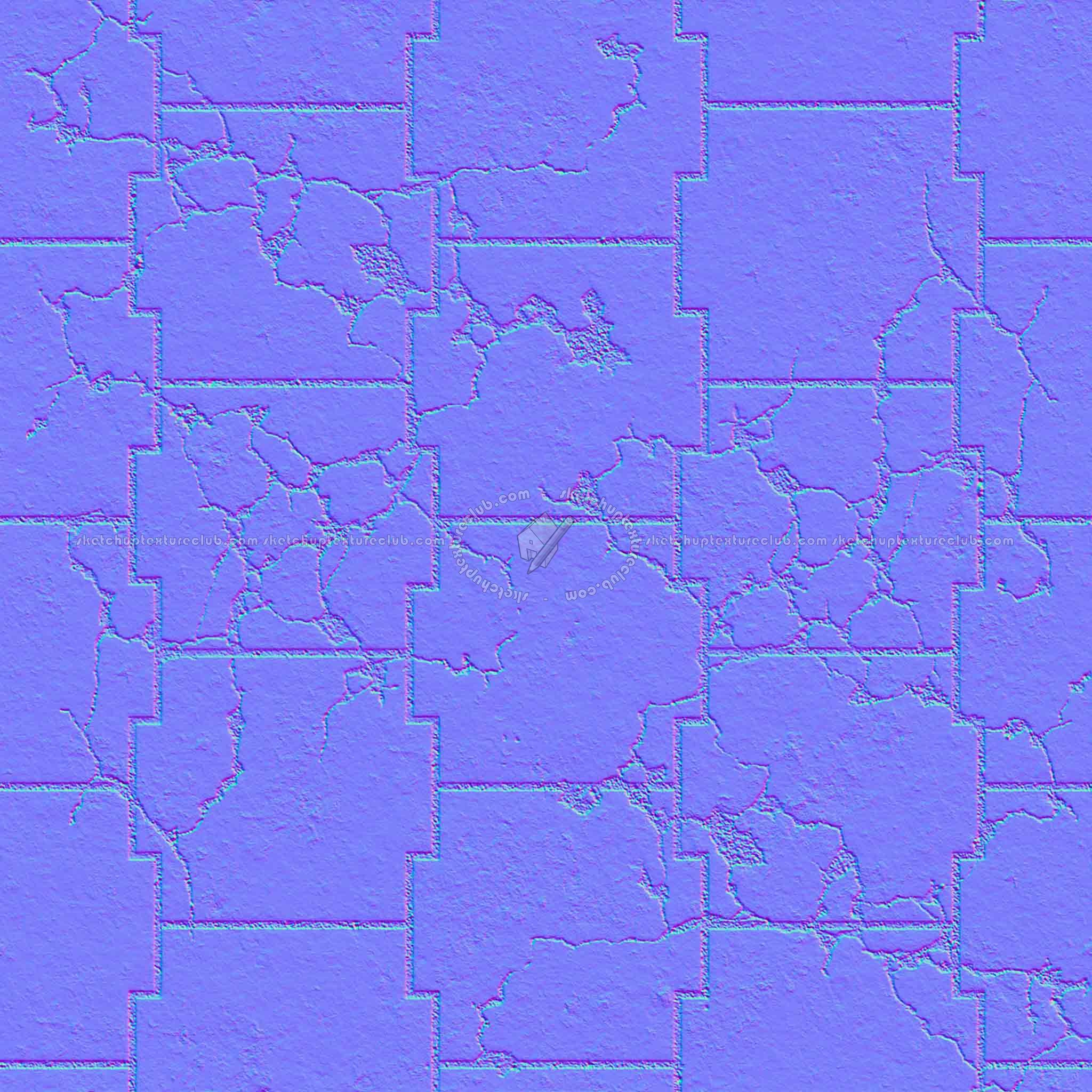 Textures   -   ARCHITECTURE   -   PAVING OUTDOOR   -   Concrete   -   Blocks damaged  - Concrete paving outdoor damaged texture seamless 05552 - Normal