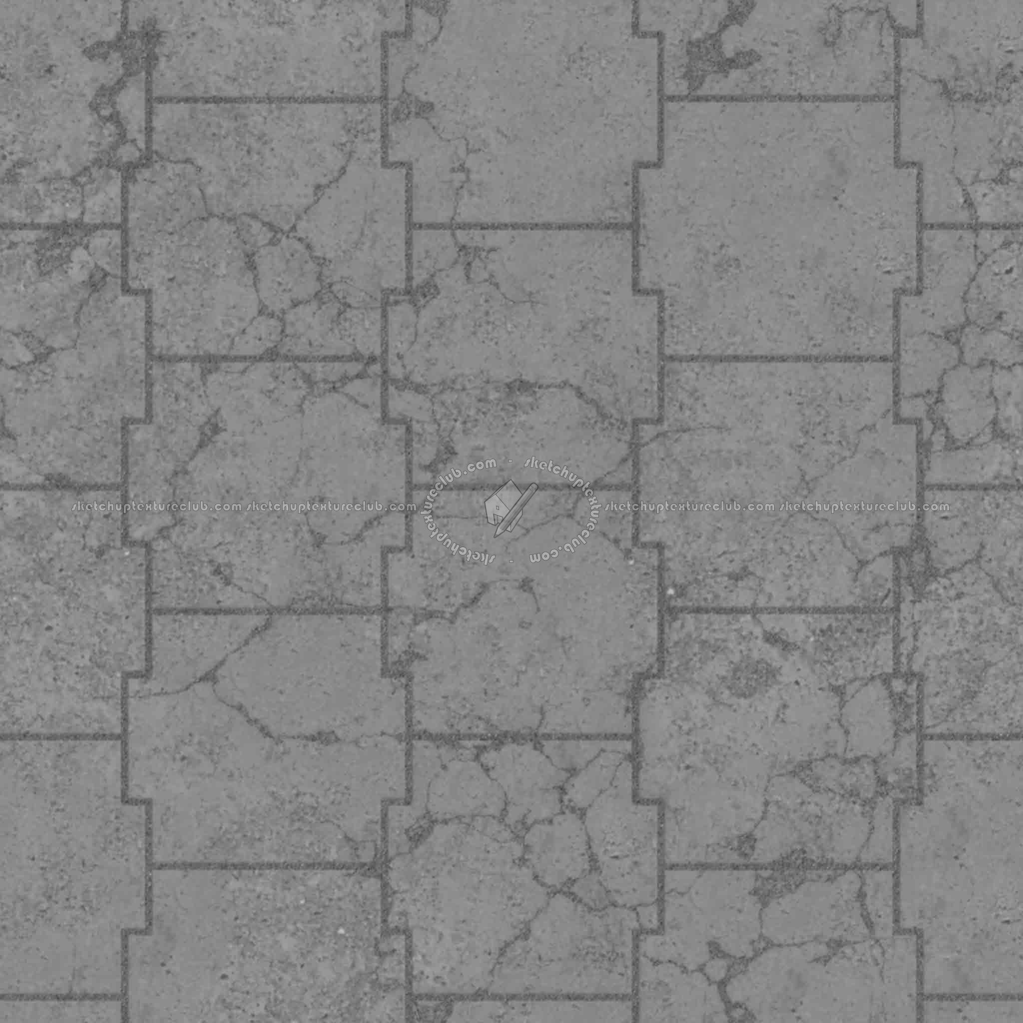 Textures   -   ARCHITECTURE   -   PAVING OUTDOOR   -   Concrete   -   Blocks damaged  - Concrete paving outdoor damaged texture seamless 05553 - Displacement