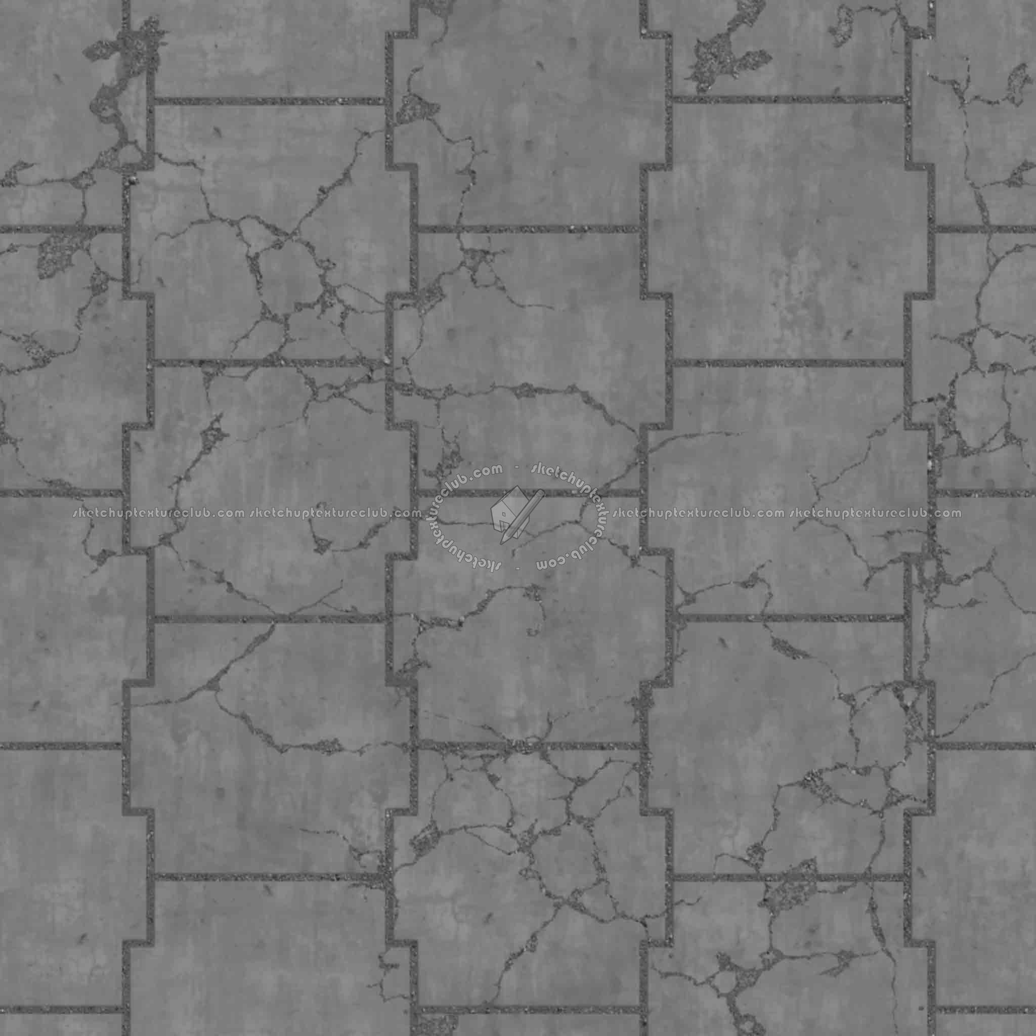 Textures   -   ARCHITECTURE   -   PAVING OUTDOOR   -   Concrete   -   Blocks damaged  - Concrete paving outdoor damaged texture seamless 05554 - Displacement