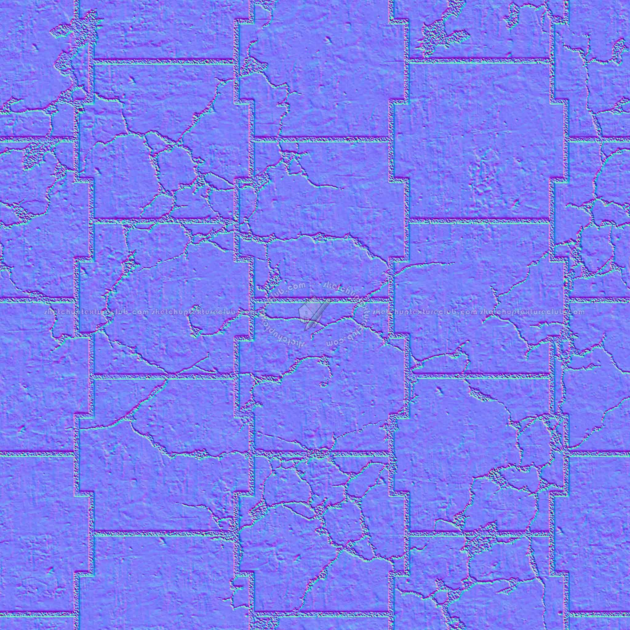 Textures   -   ARCHITECTURE   -   PAVING OUTDOOR   -   Concrete   -   Blocks damaged  - Concrete paving outdoor damaged texture seamless 05554 - Normal