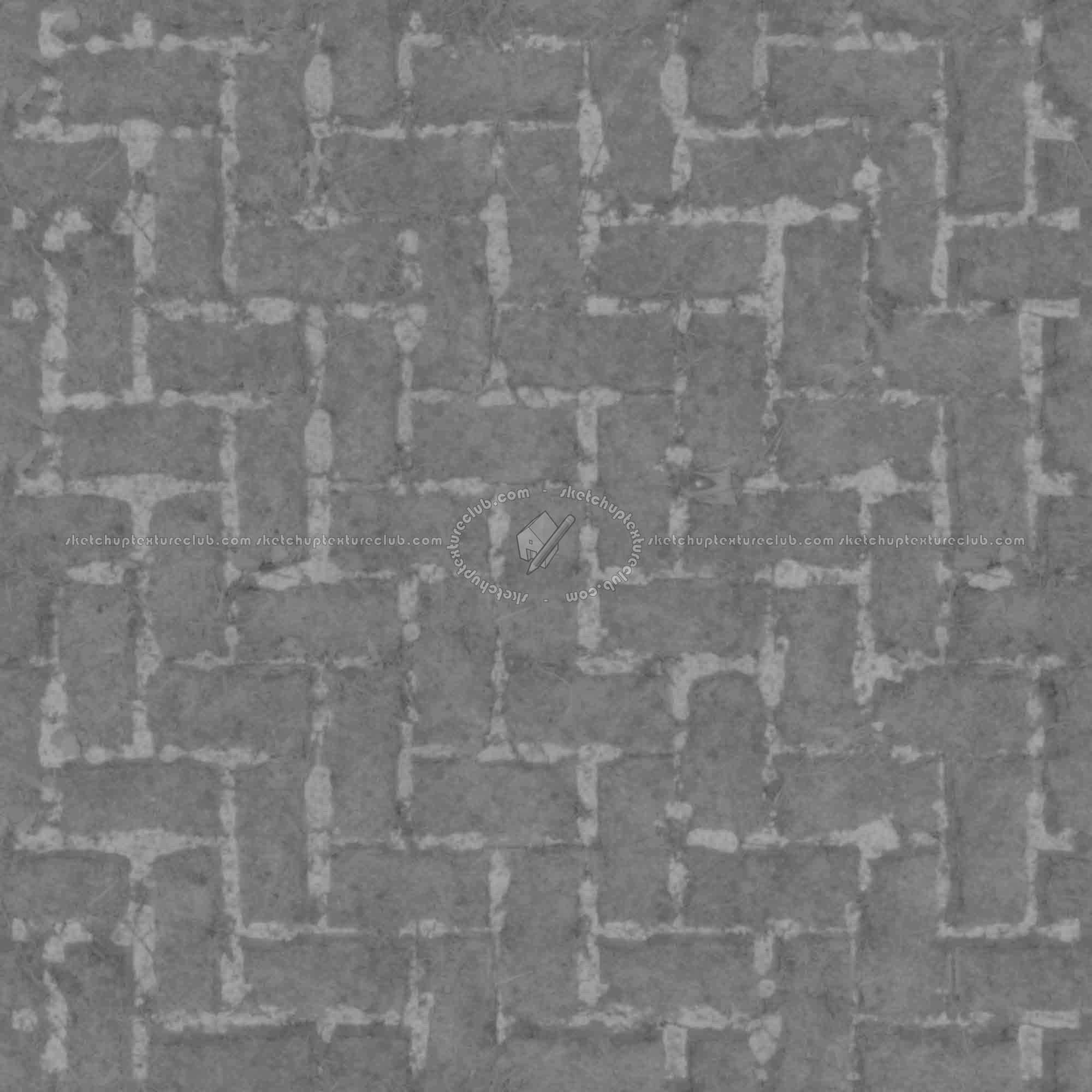 Textures   -   ARCHITECTURE   -   PAVING OUTDOOR   -   Concrete   -   Herringbone  - Herringbone concrete damaged paving outdoor with moss texture seamless 19275 - Displacement