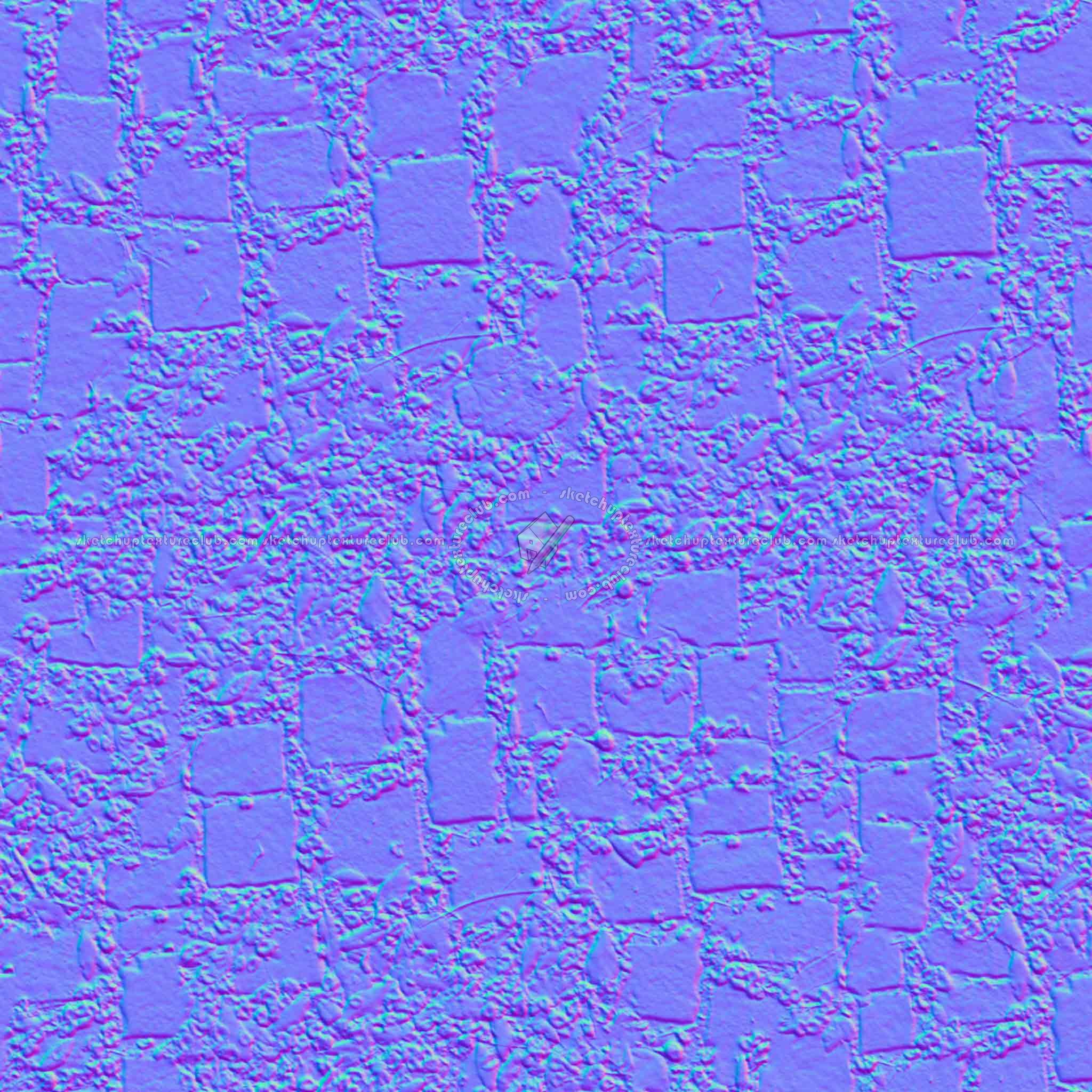 Textures   -   ARCHITECTURE   -   PAVING OUTDOOR   -   Parks Paving  - Damaged park cobblestone paving texture seamless 18834 - Normal