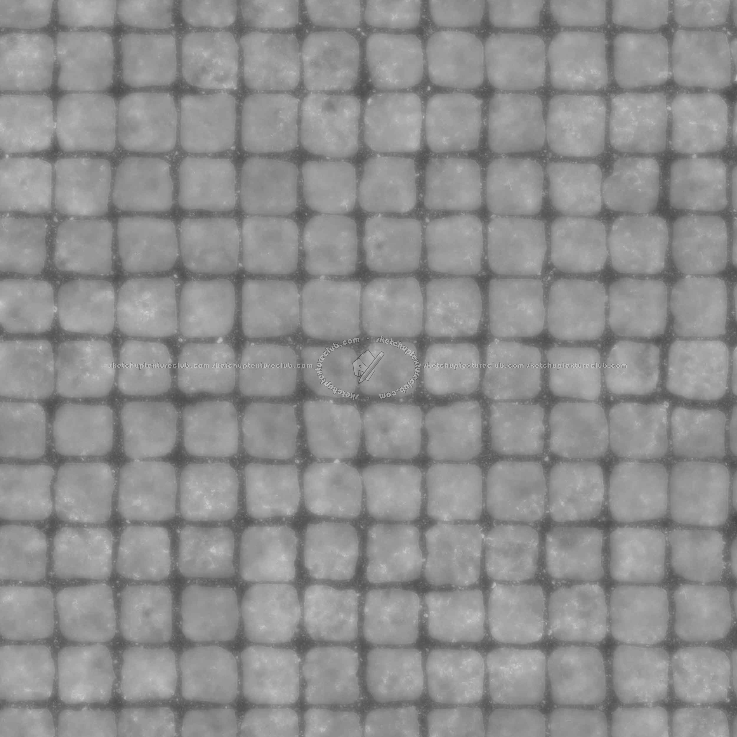 Textures   -   ARCHITECTURE   -   ROADS   -   Paving streets   -   Cobblestone  - Street paving cobblestone texture seamless 07422 - Displacement