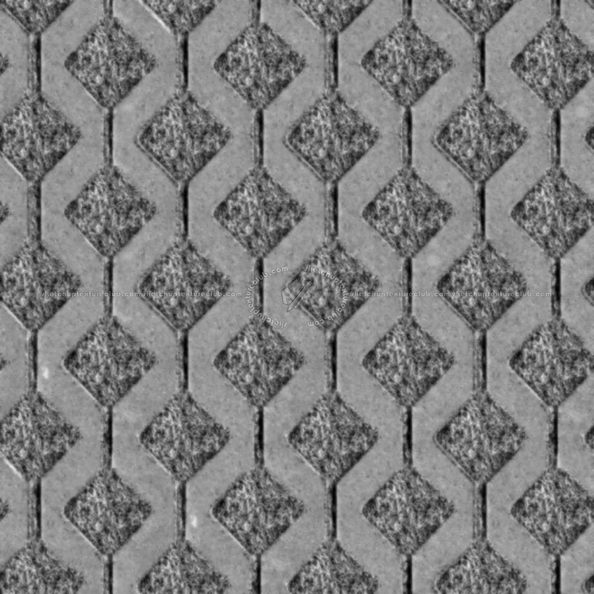 Textures - ARCHITECTURE - PAVING OUTDOOR - Parks Paving - Green bricks paving PBR texture seamless 21976 - Displacement