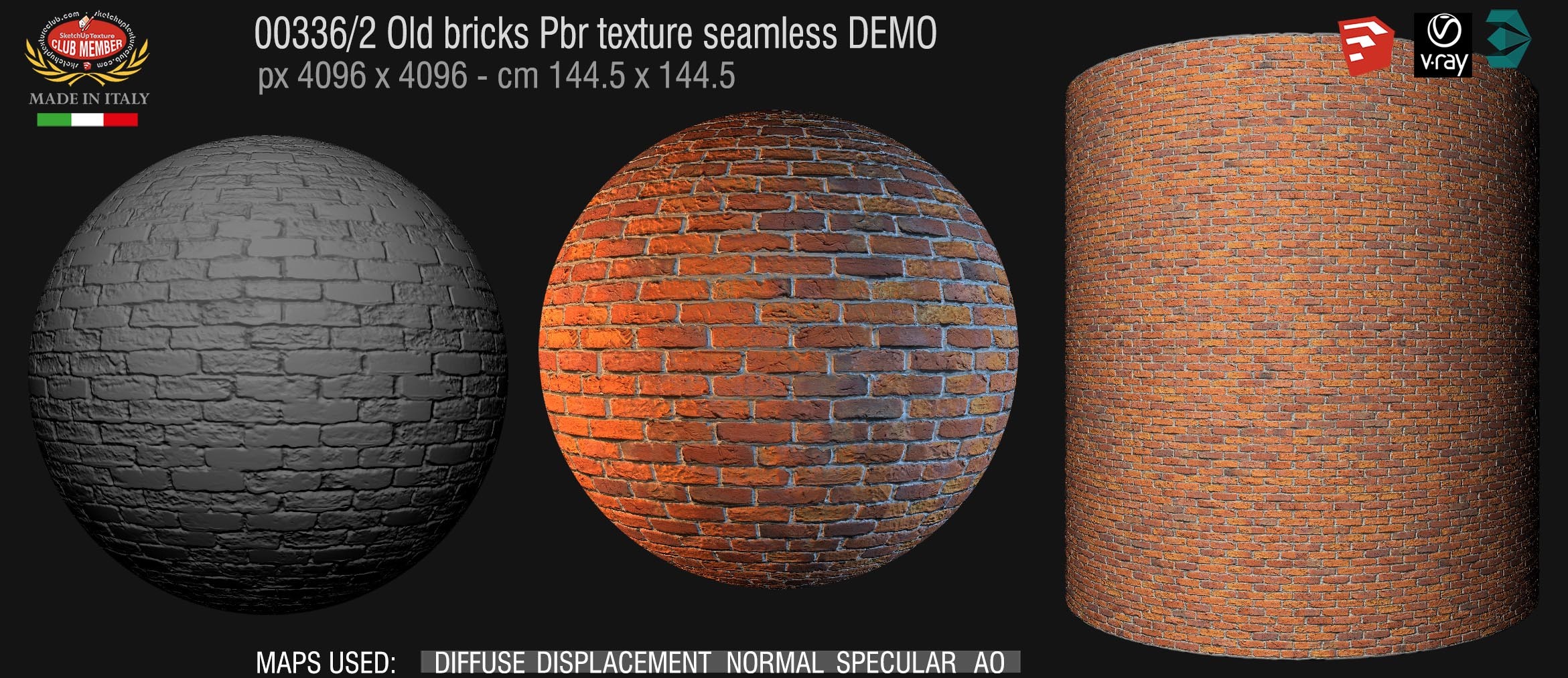 00336_2 Old bricks Pbr texture seamless DEMO
