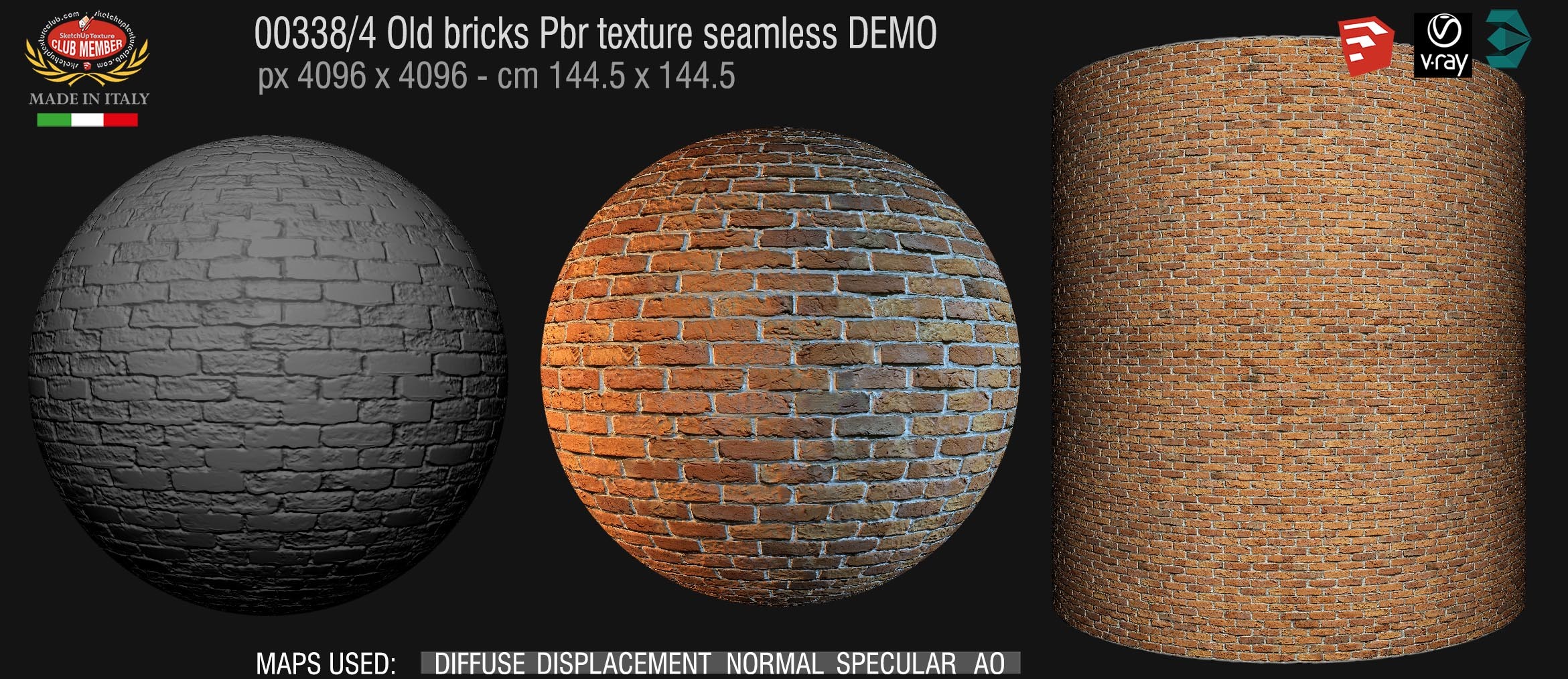 00338_4 Old bricks Pbr texture seamless DEMO