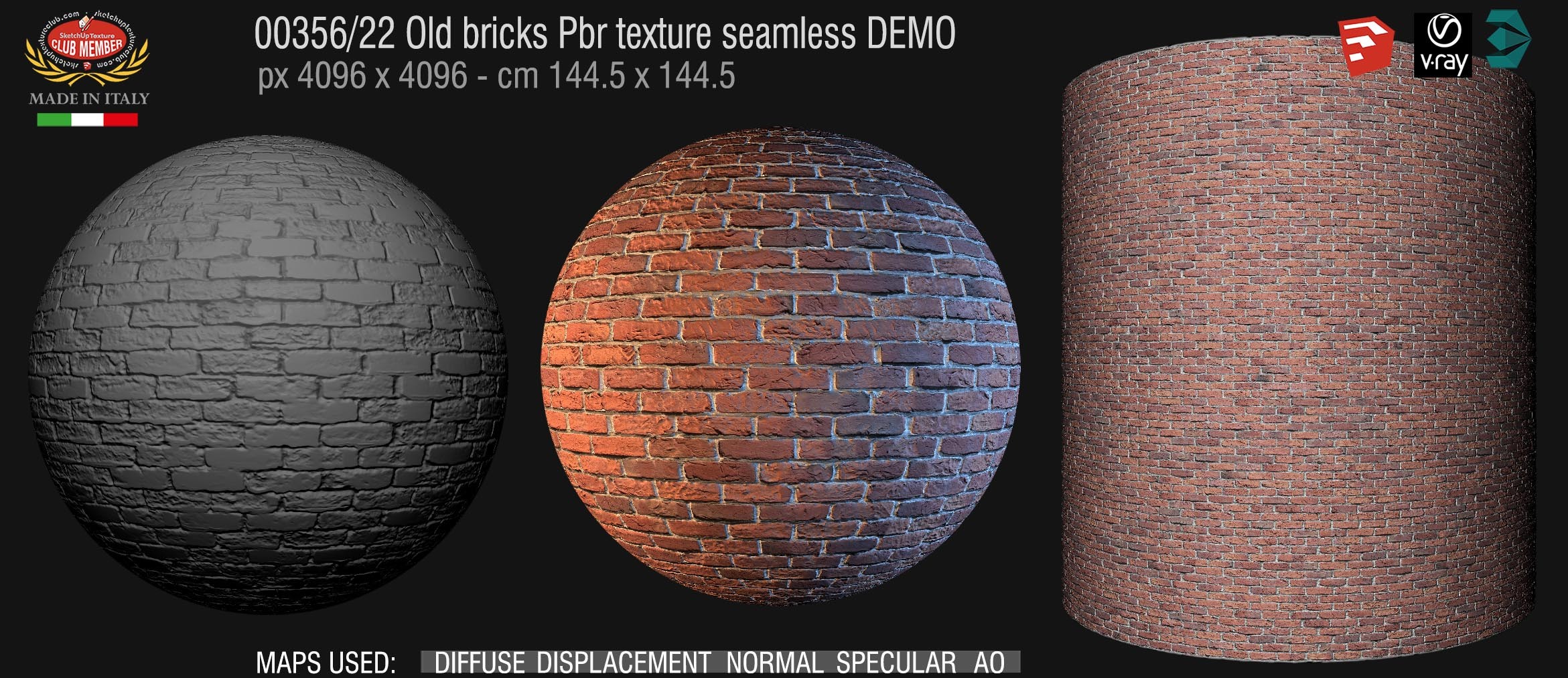 00356_22 Old bricks Pbr texture seamless DEMO
