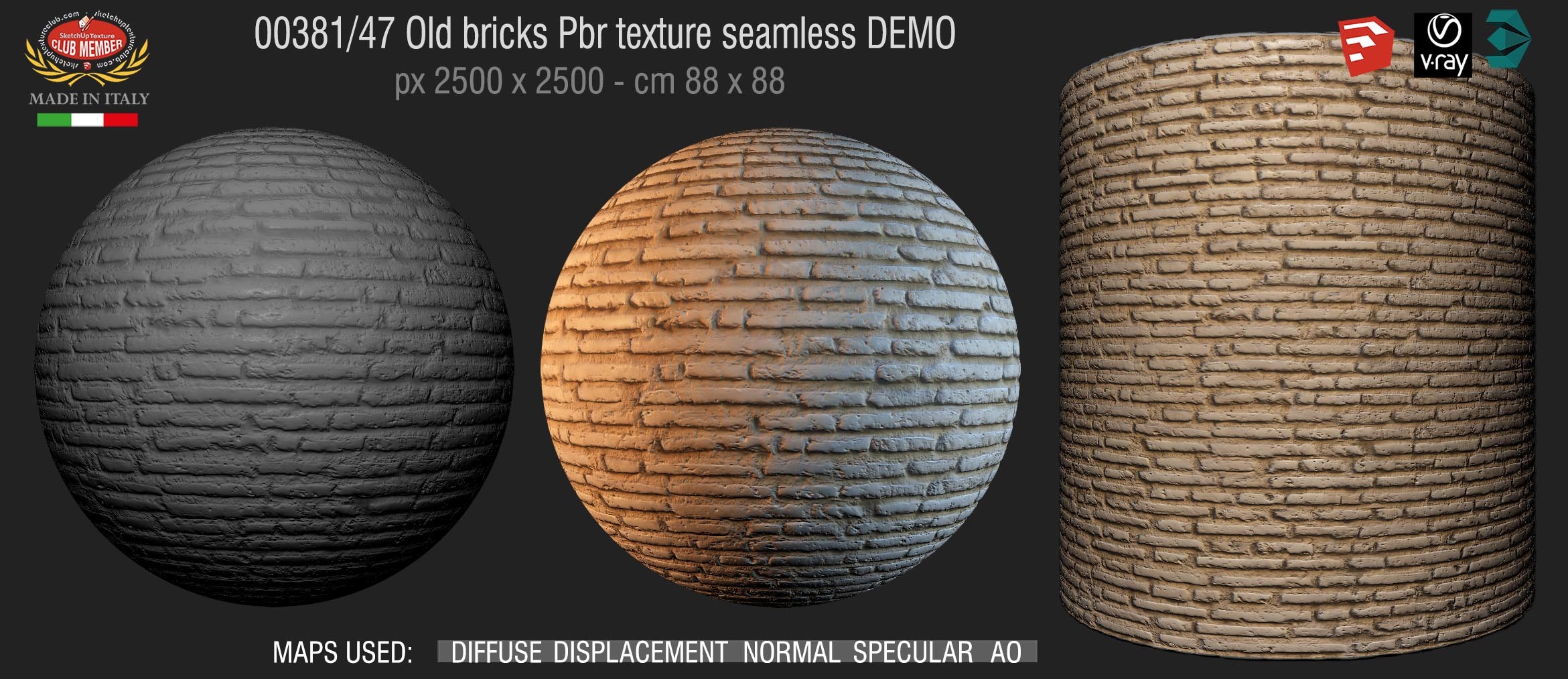 00381_47 Old bricks Pbr texture seamless DEMO