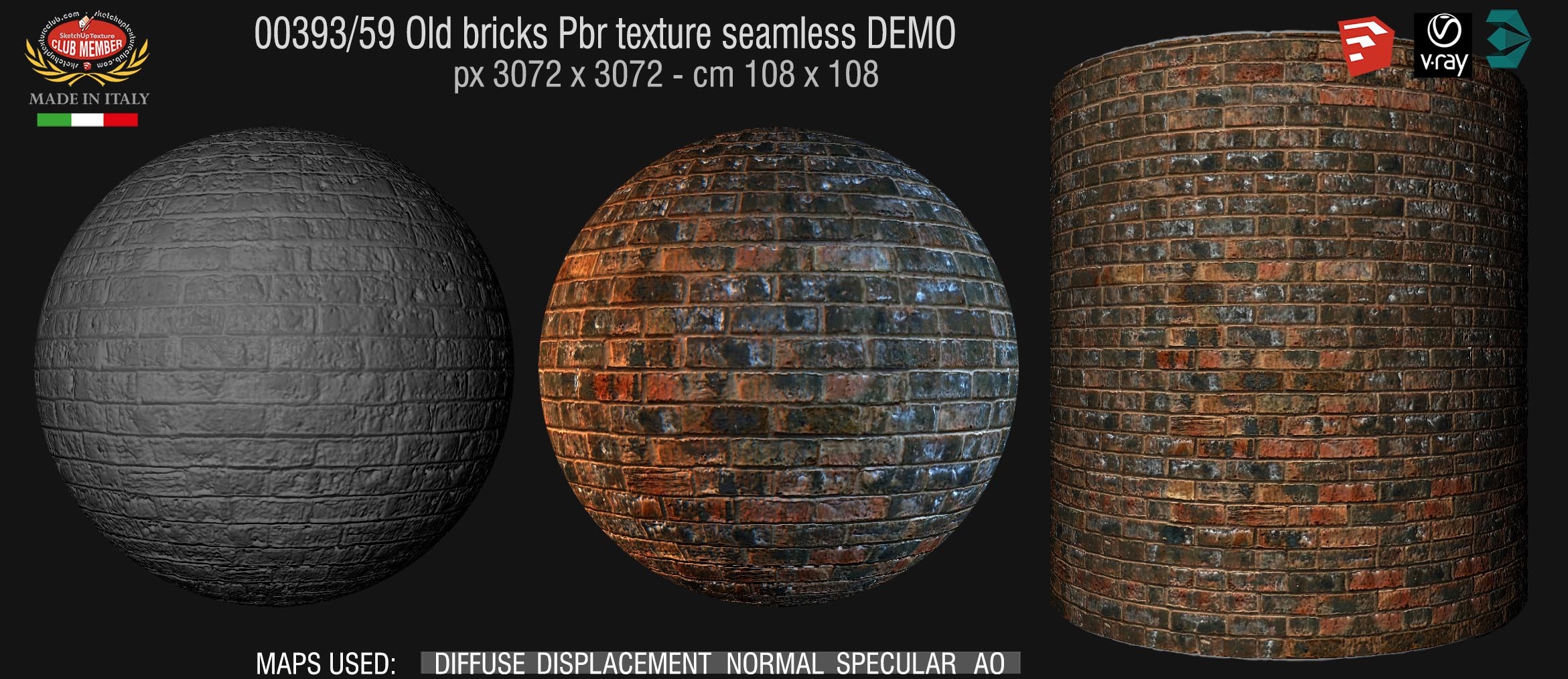 00393_59 Old bricks Pbr texture seamless DEMO