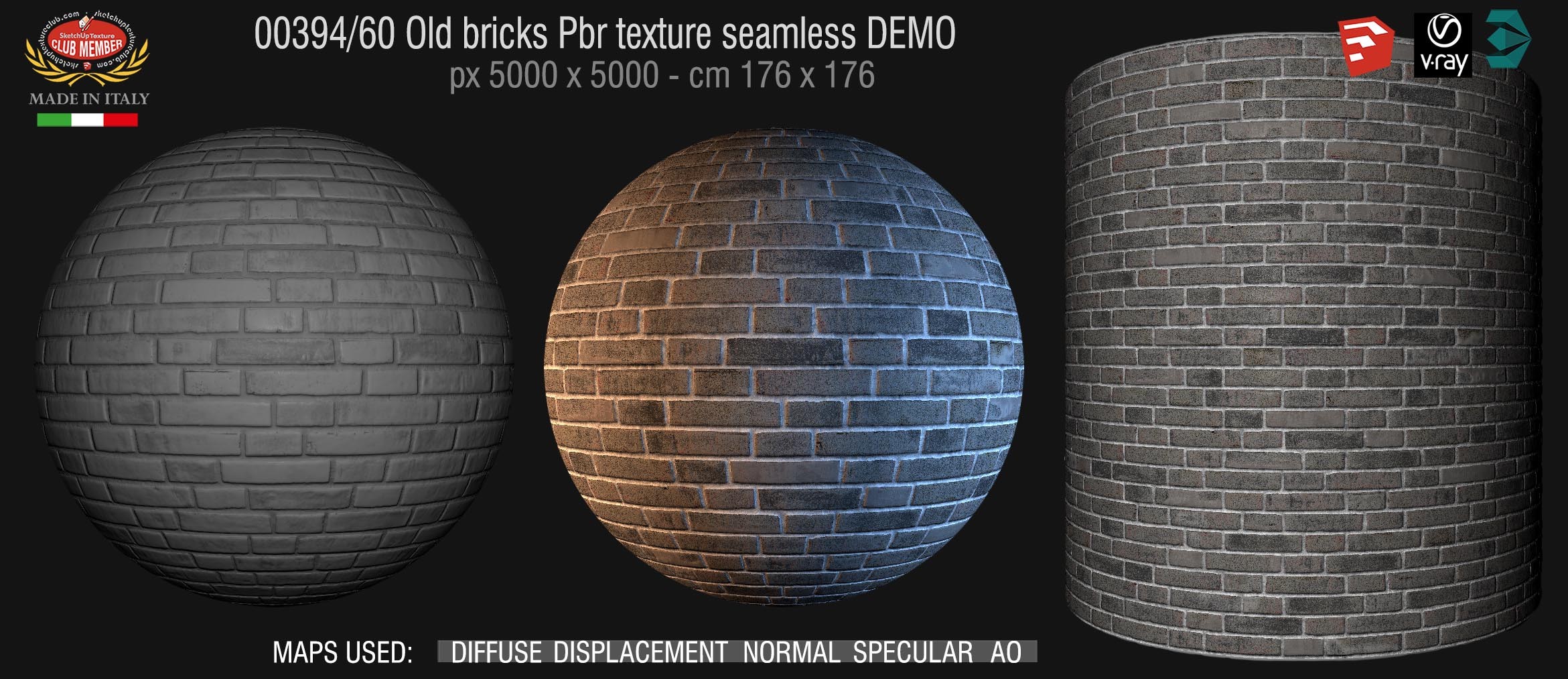 00394_60 Old bricks Pbr texture seamless DEMO