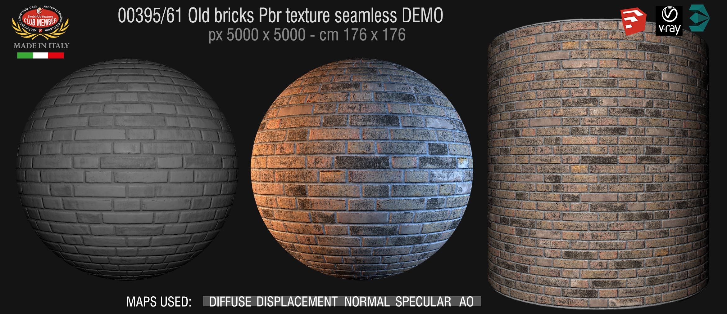 00395_61 Old bricks Pbr texture seamless DEMO