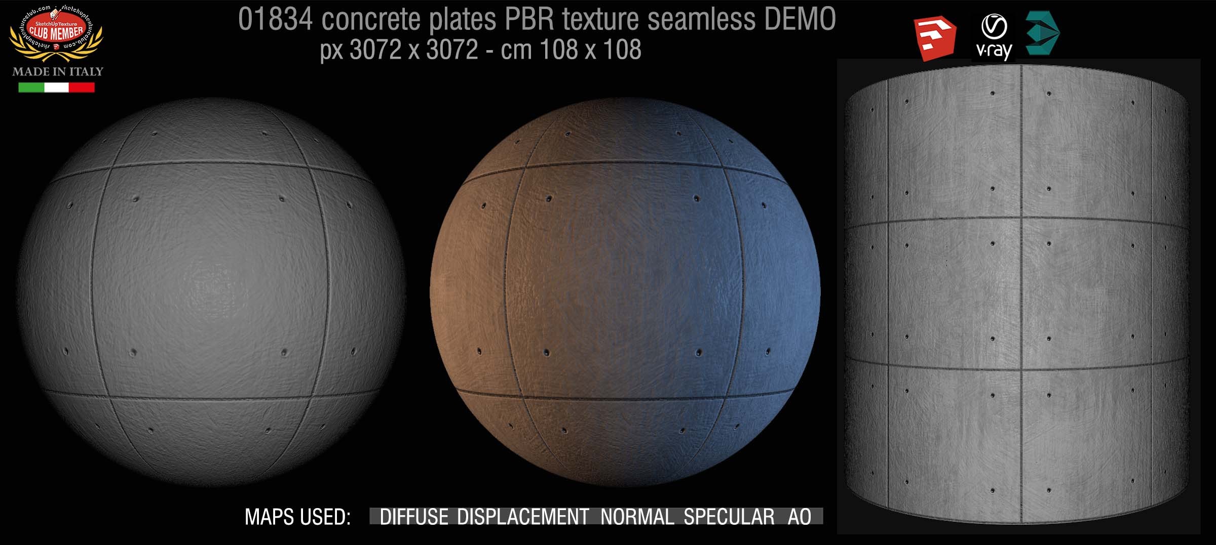 01834 Tadao Ando concrete plates PBR texture seamless DEMO