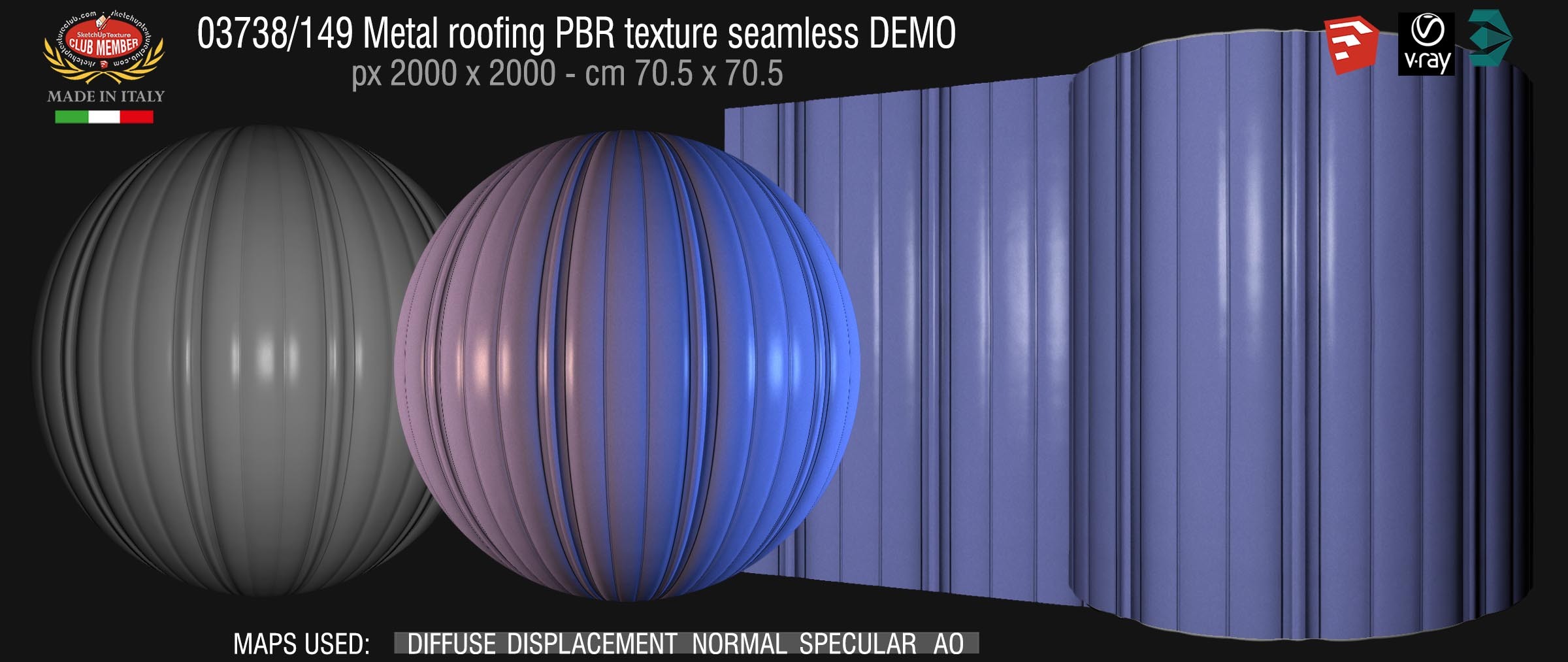 03738_149 Metal roofing PBR texture seamless DEMO