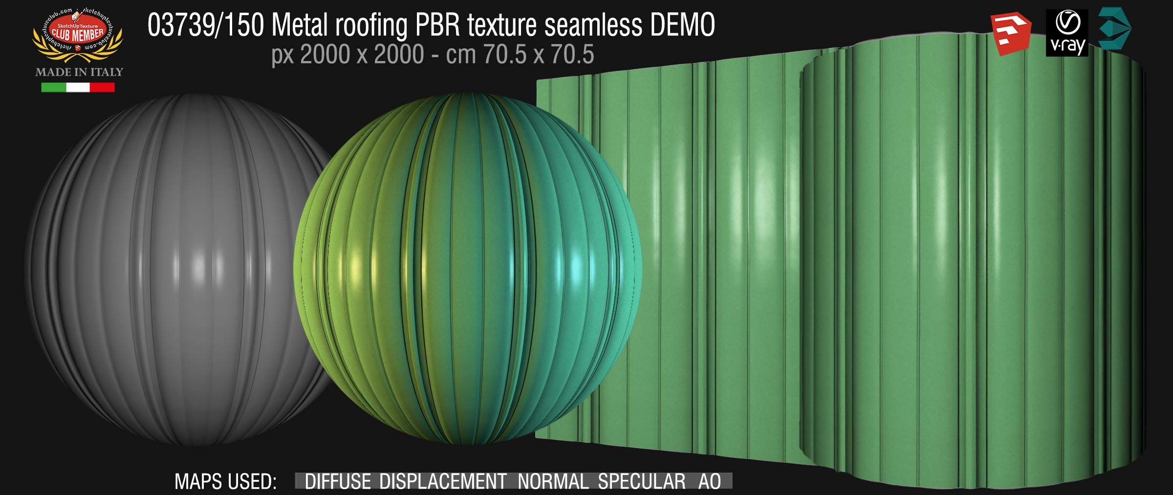 03739_150 Metal roofing PBR texture seamless DEMO