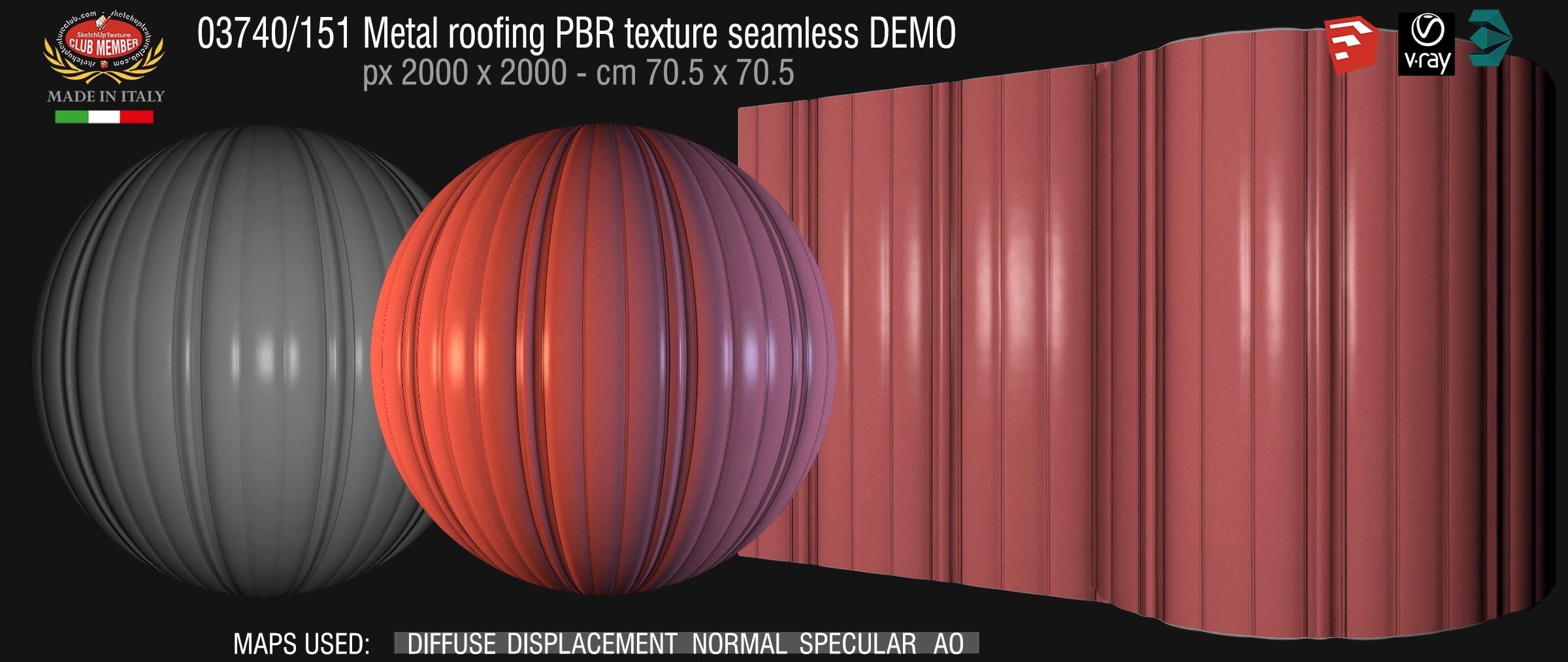 03740_151 Metal roofing PBR texture seamless DEMO