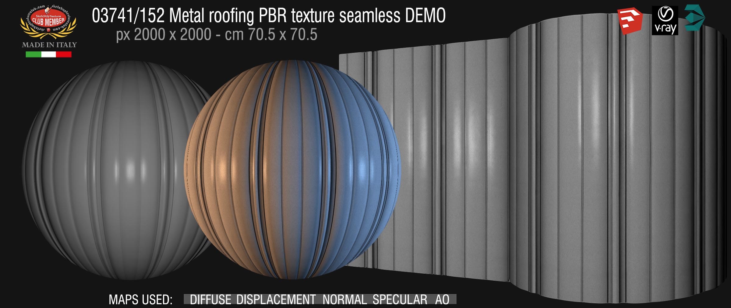 03741_152 Metal roofing PBR texture seamless DEMO