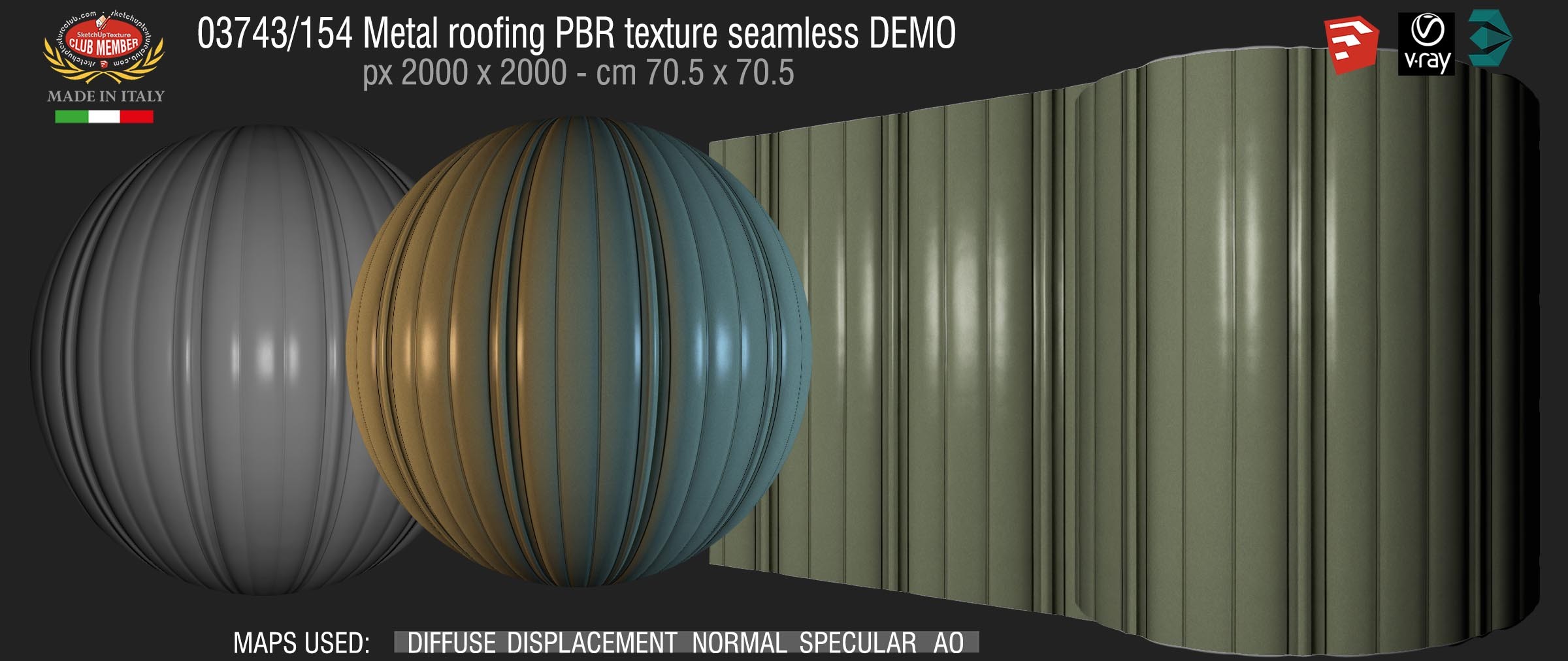 03743_154 Metal roofing PBR texture seamless DEMO