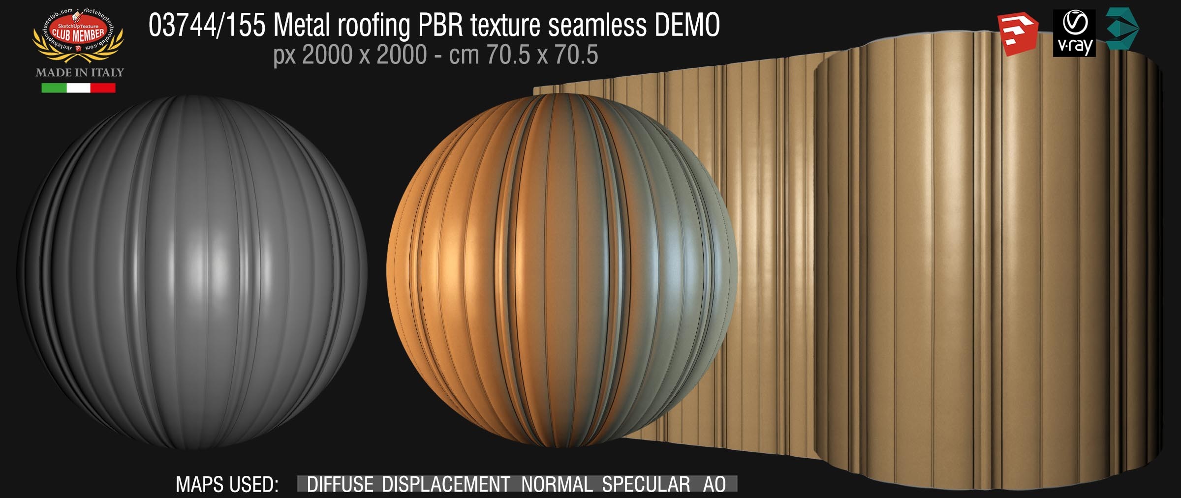 03744_155 Metal roofing PBR texture seamless DEMO