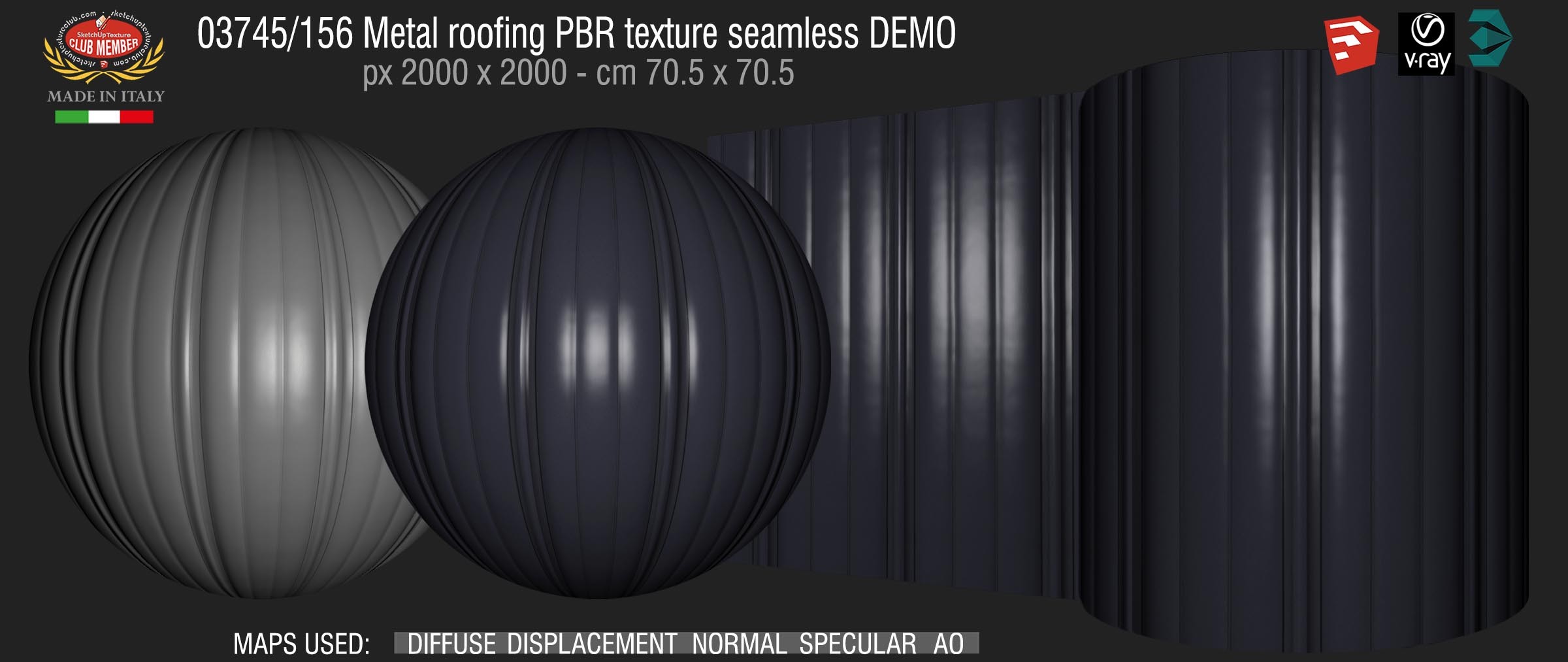 03745_156 Metal roofing PBR texture seamless DEMO