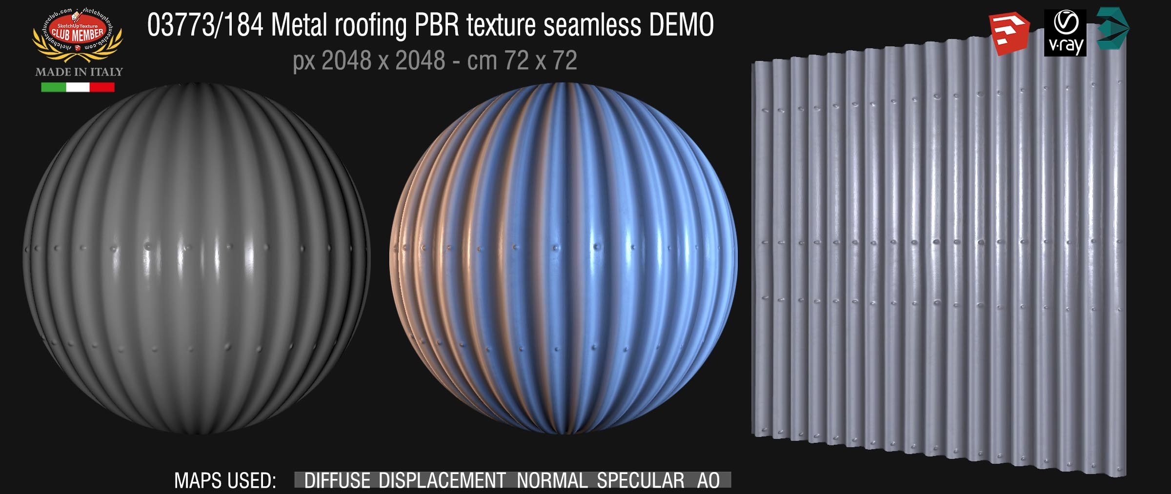 03773_184 Metal roofing PBR texture seamless DEMO