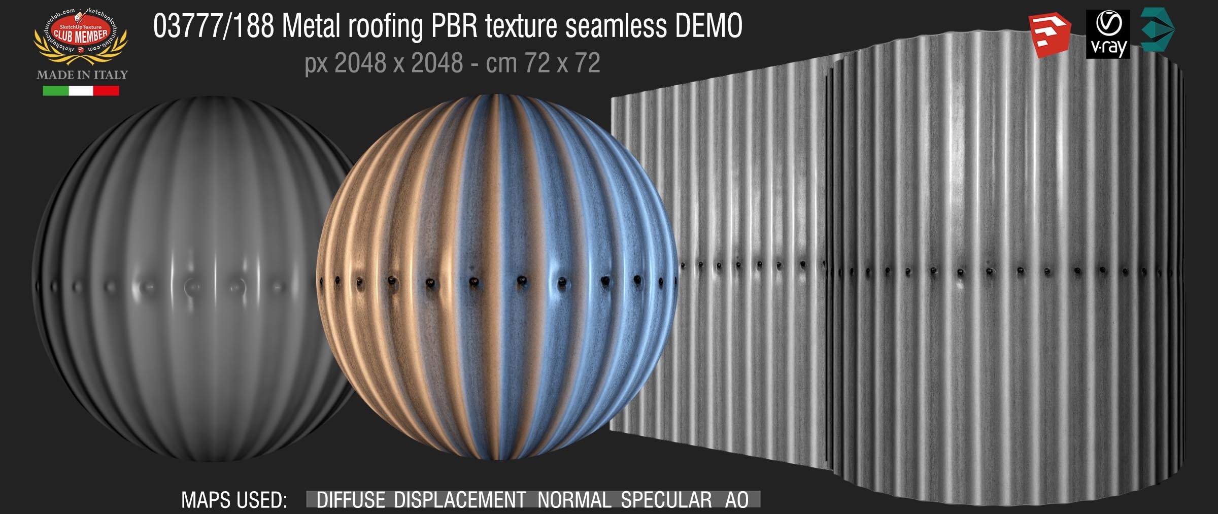03777_188 Metal roofing PBR texture seamless DEMO