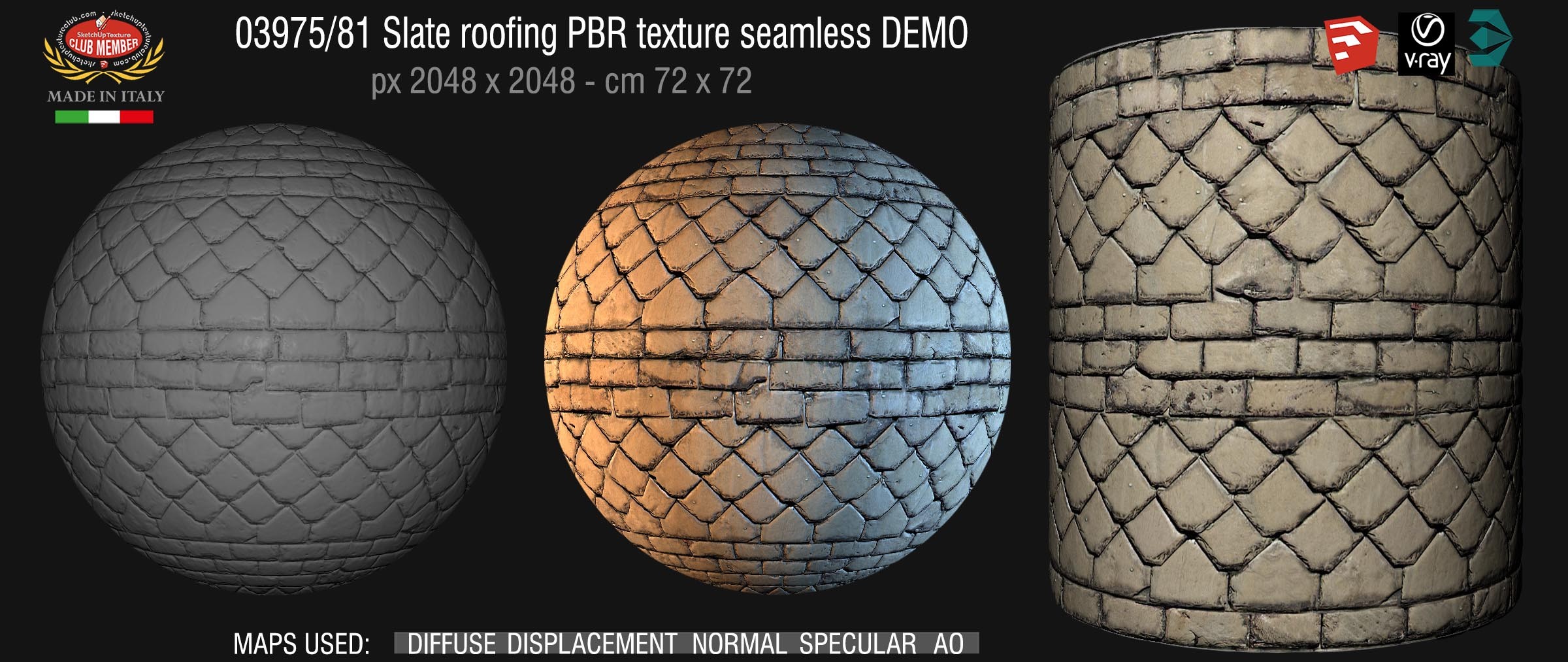 03975_81 Slate roofing PBR texture seamless DEMO