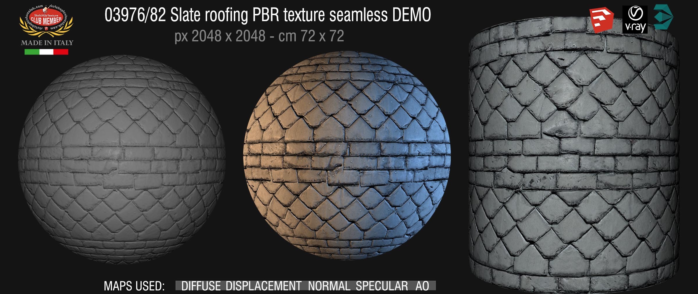 03976_82 Slate roofing PBR texture seamless DEMO