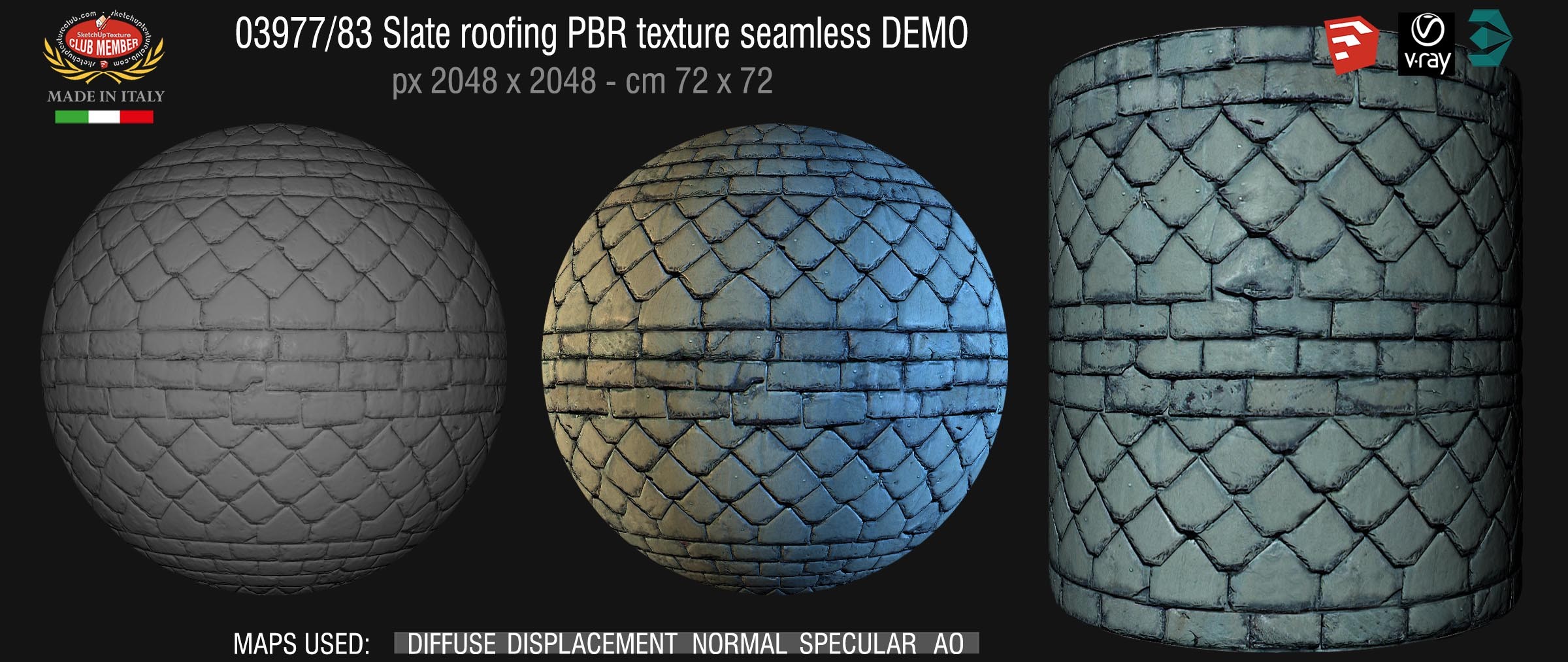 03977_83 Slate roofing PBR texture seamless DEMO