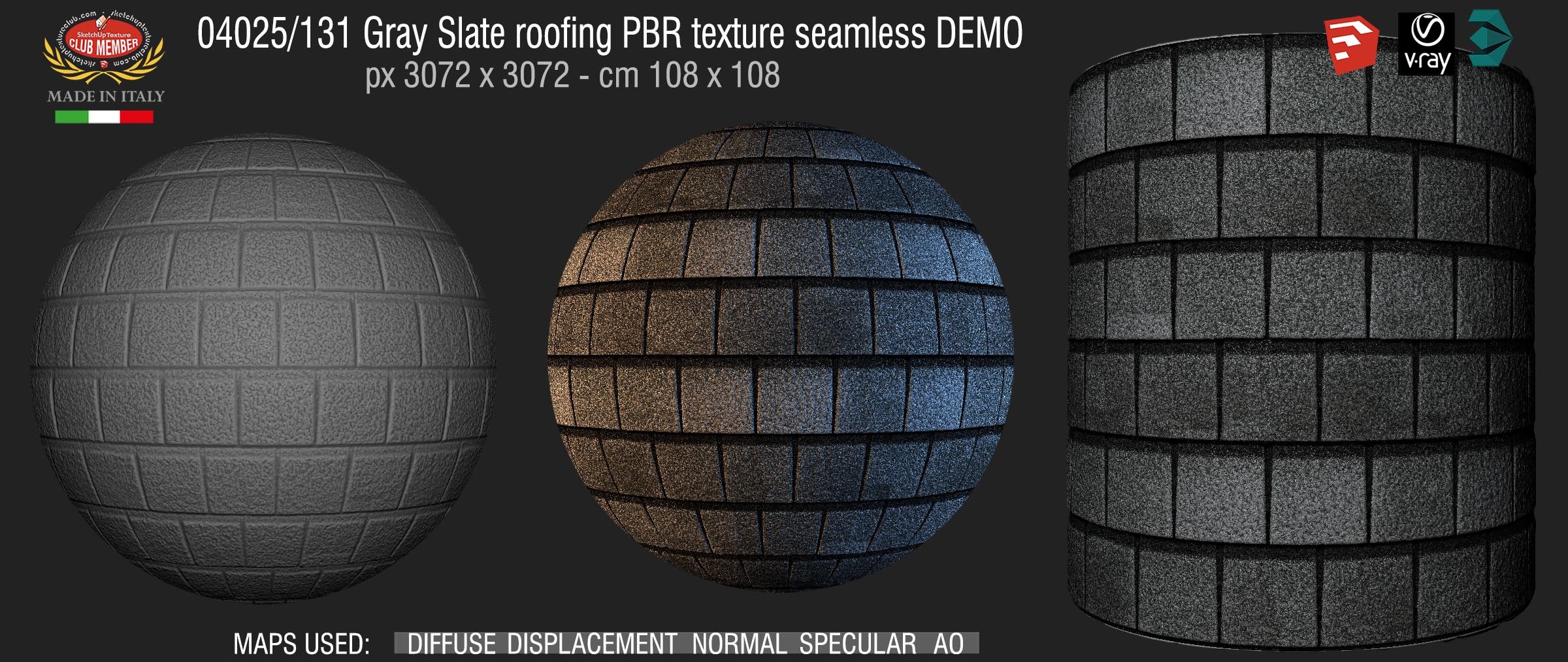 04025_131 Gray Slate roofing PBR texture seamless DEMO