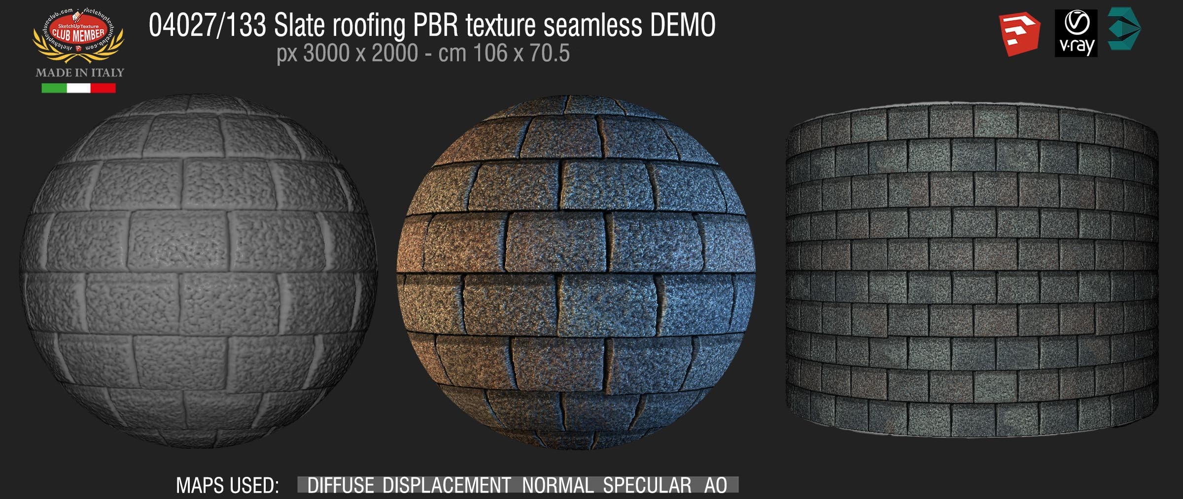 04027_133 Slate roofing PBR texture seamless DEMO
