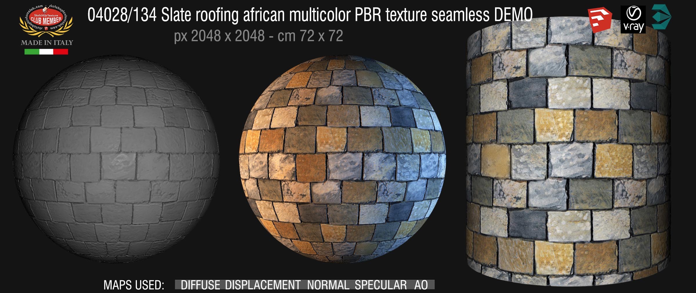 04028_134 Slate roofing african multicolor PBR texture seamless DEMO