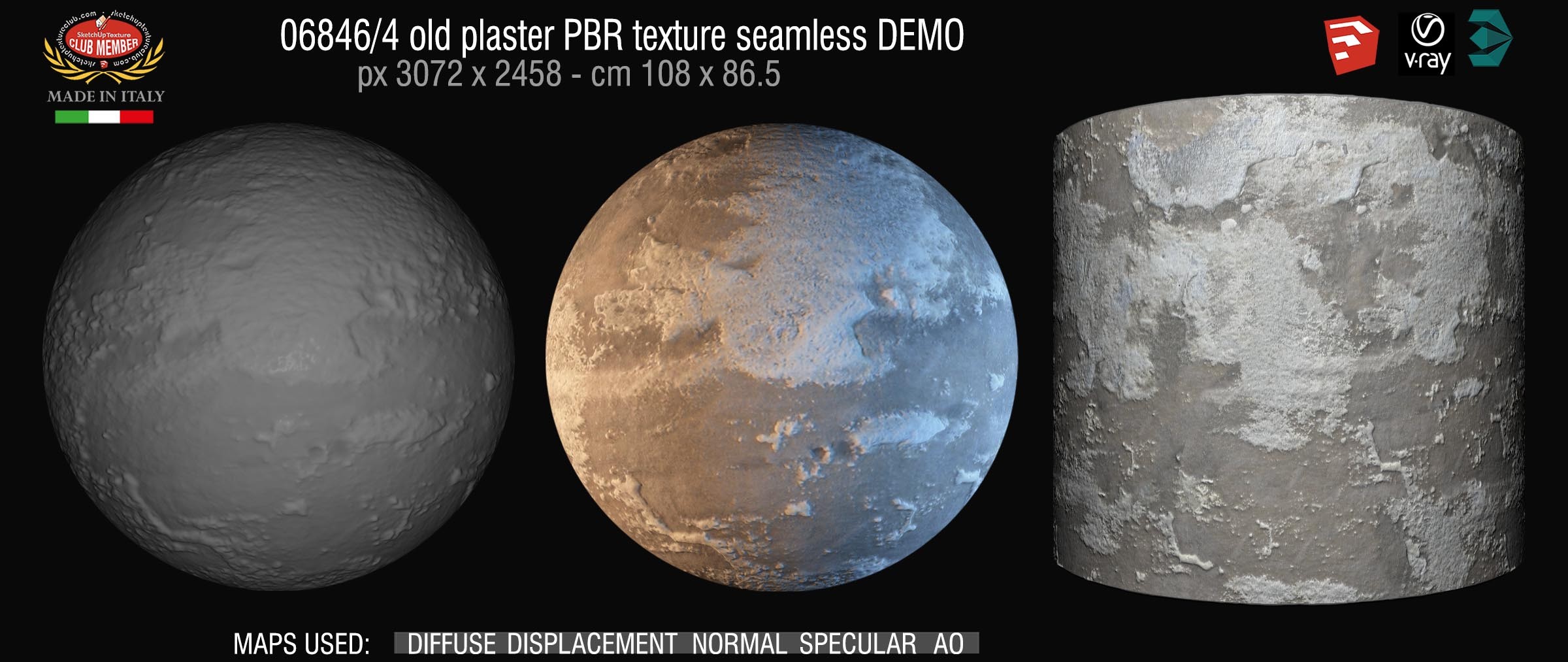 068464 old plaster PBR texture seamless DEMO