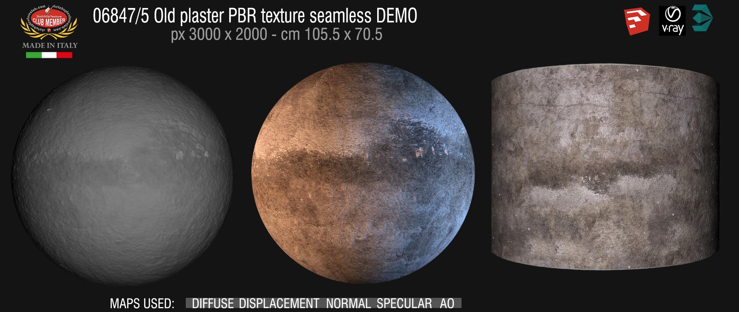 06847_5 Old plaster PBR texture seamless DEMO