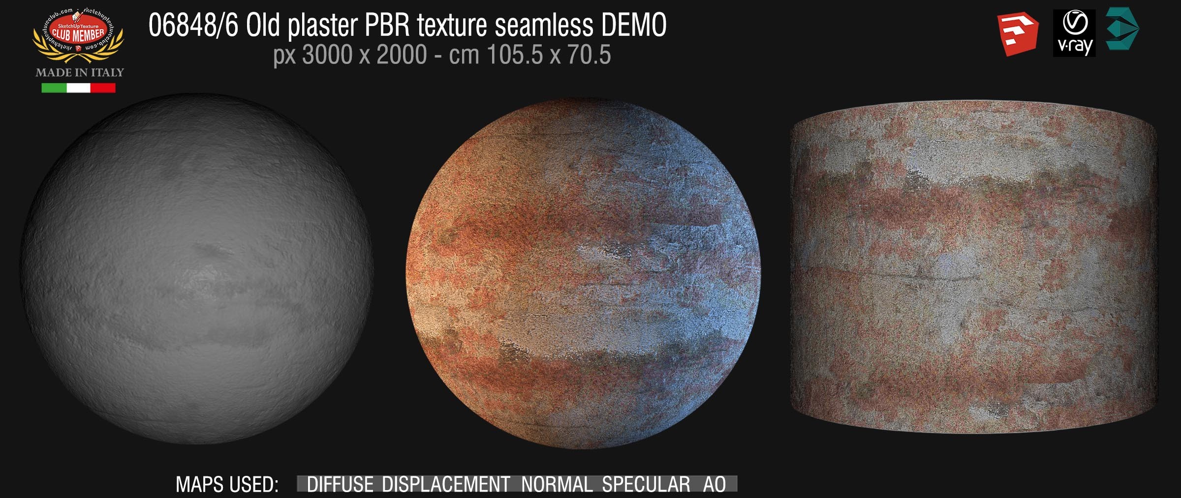 06848_6 Old plaster PBR texture seamless DEMO