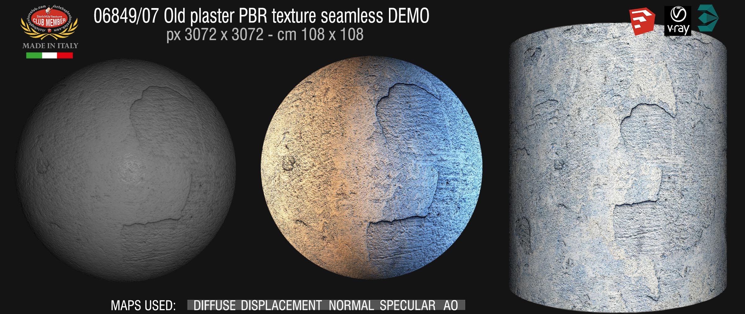 06849_07 Old plaster PBR texture seamless DEMO