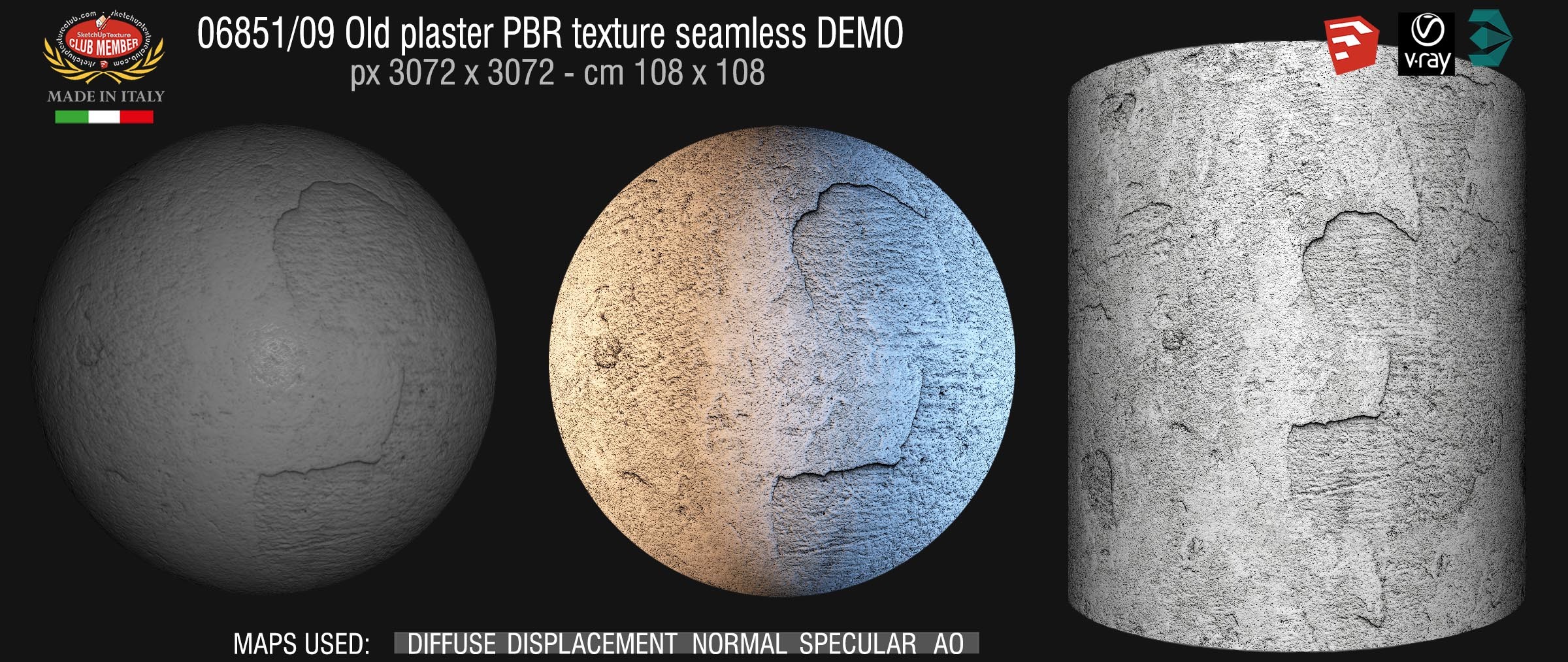 06851_09 Old plaster PBR texture seamless DEMO