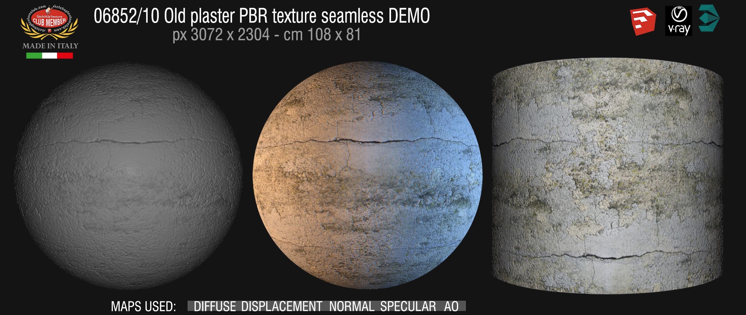 06852_10 Old plaster PBR texture seamless DEMO