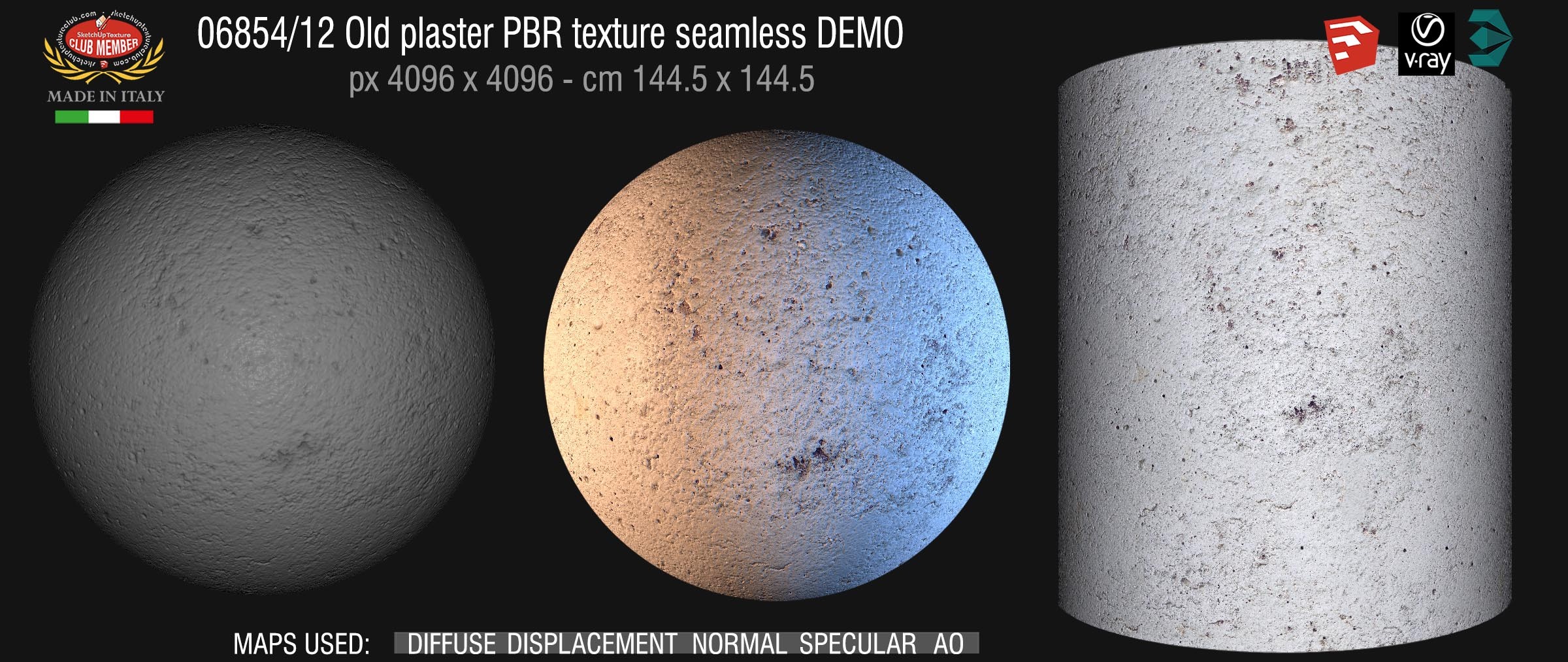 06854_12 Old plaster PBR texture seamless DEMO