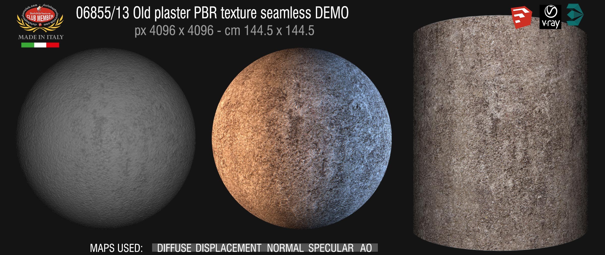 06855_13 Old plaster PBR texture seamless DEMO