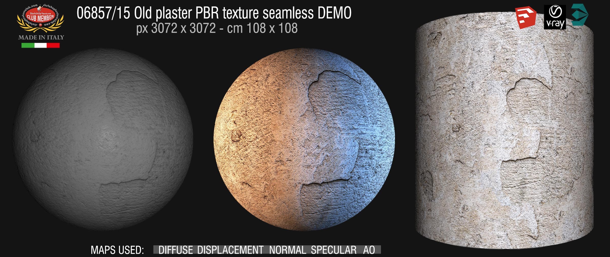 06857_15 Old plaster PBR texture seamless DEMO
