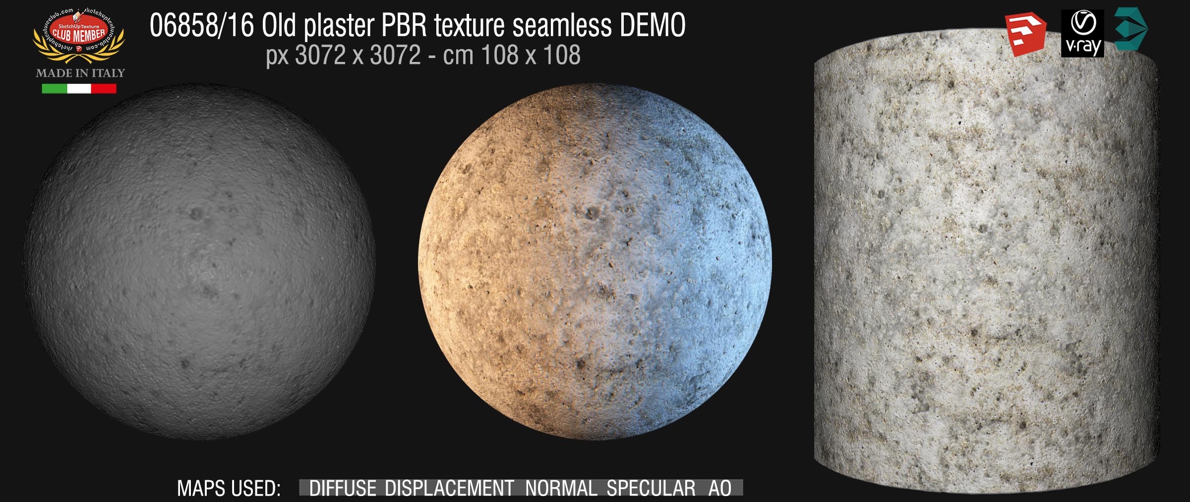 06858_16 Old plaster PBR texture seamless DEMO