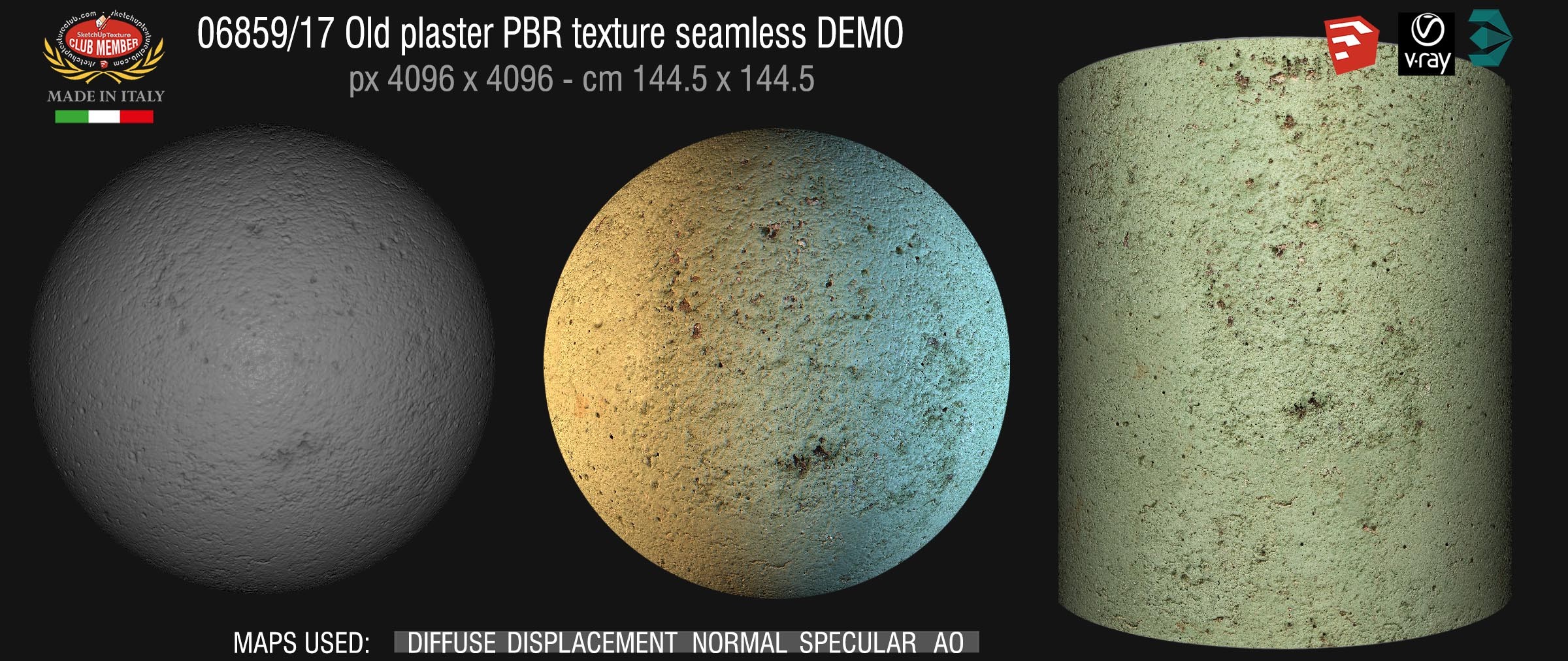 06859_17 Old plaster PBR texture seamless DEMO