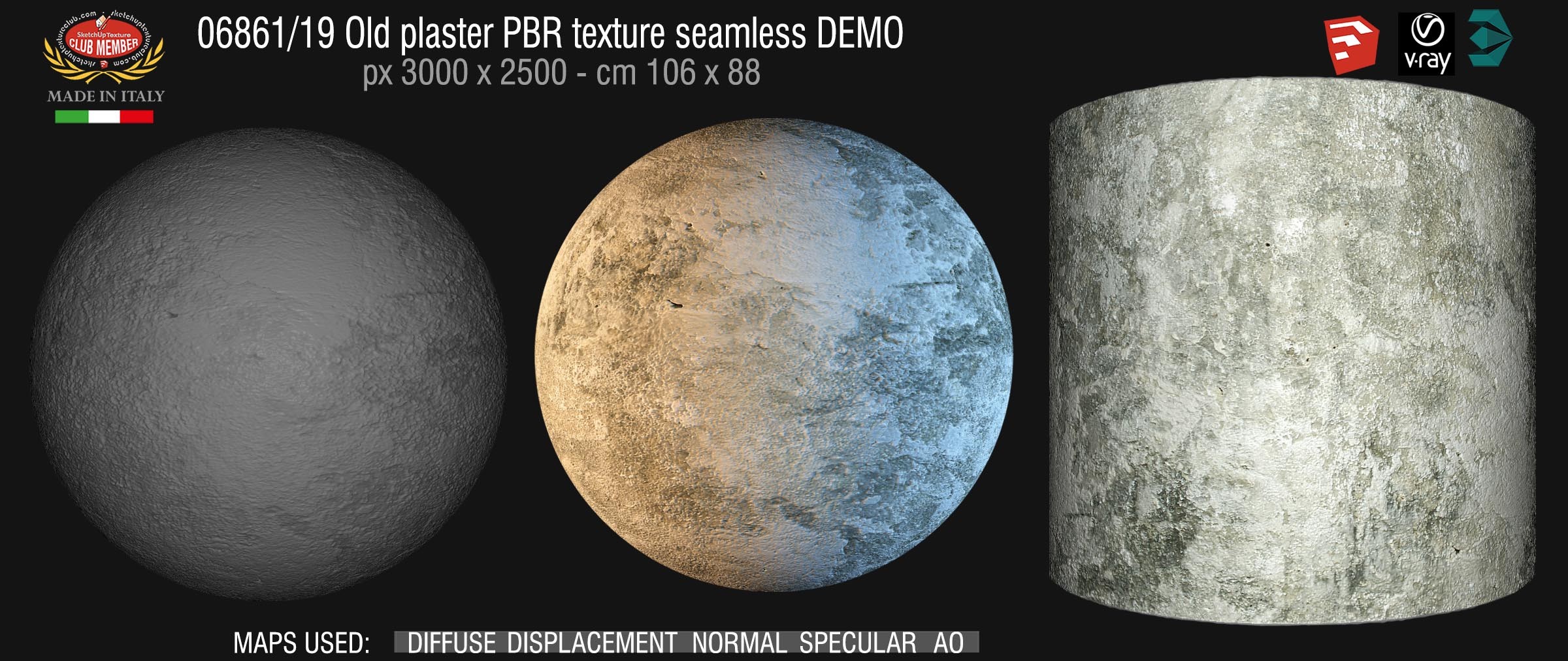 06861_19 Old plaster PBR texture seamless DEMO
