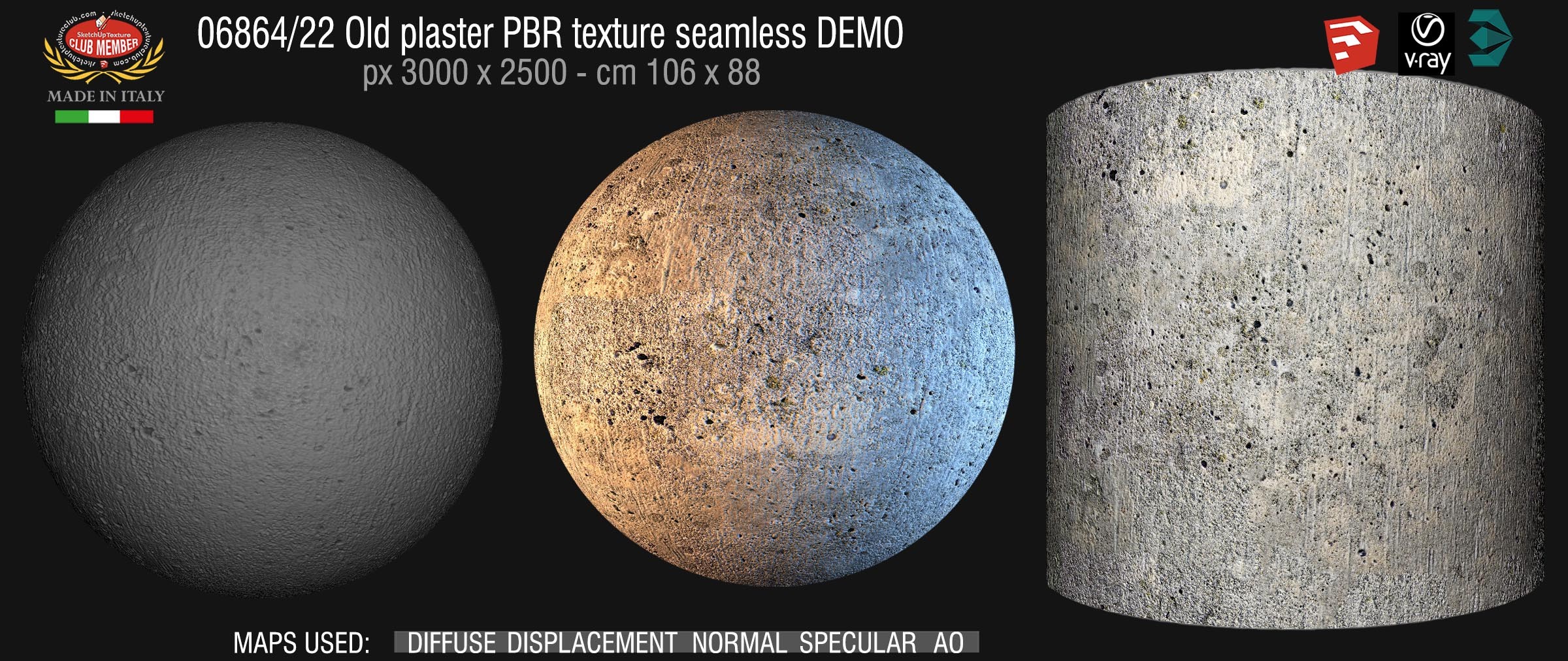 06864_22 Old plaster PBR texture seamless DEMO