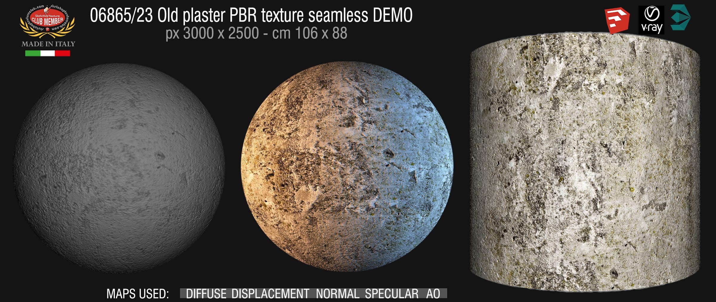 06865_23 Old plaster PBR texture seamless DEMO