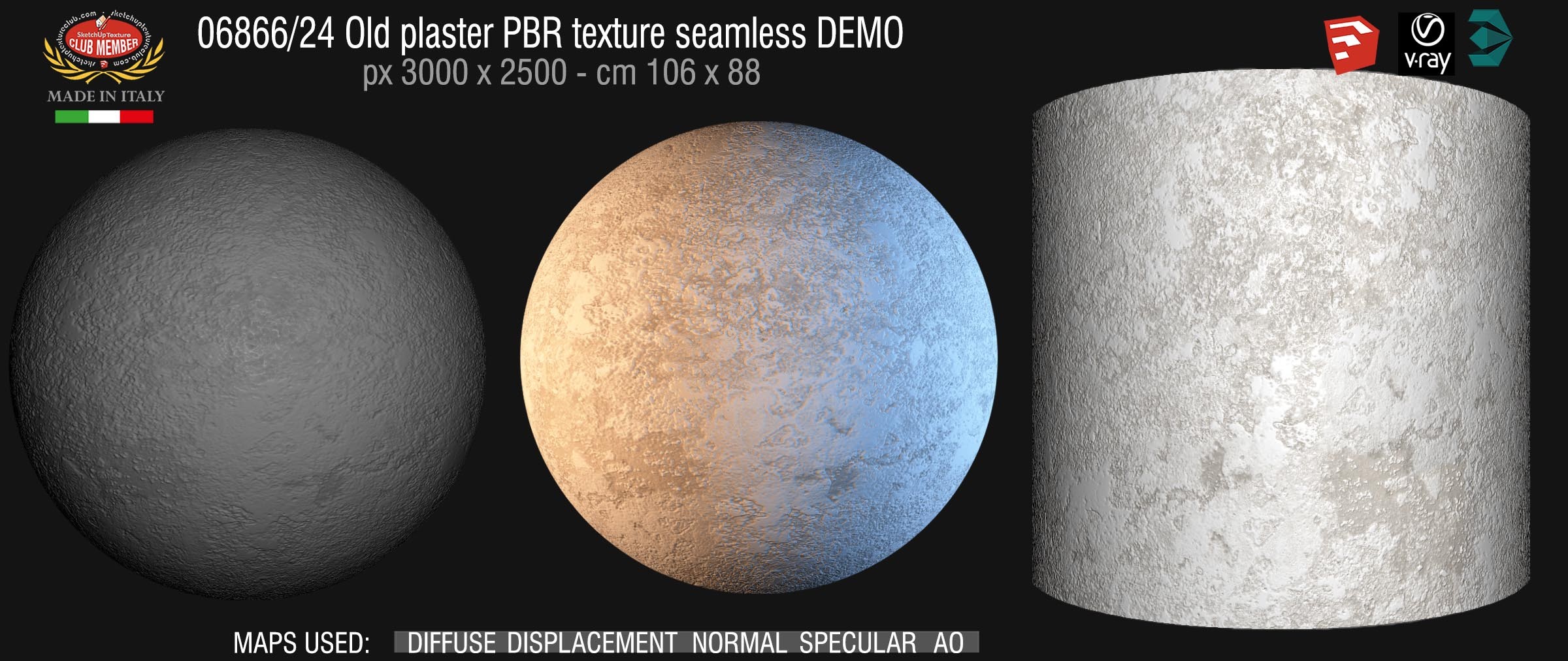06866_24 Old plaster PBR texture seamless DEMO