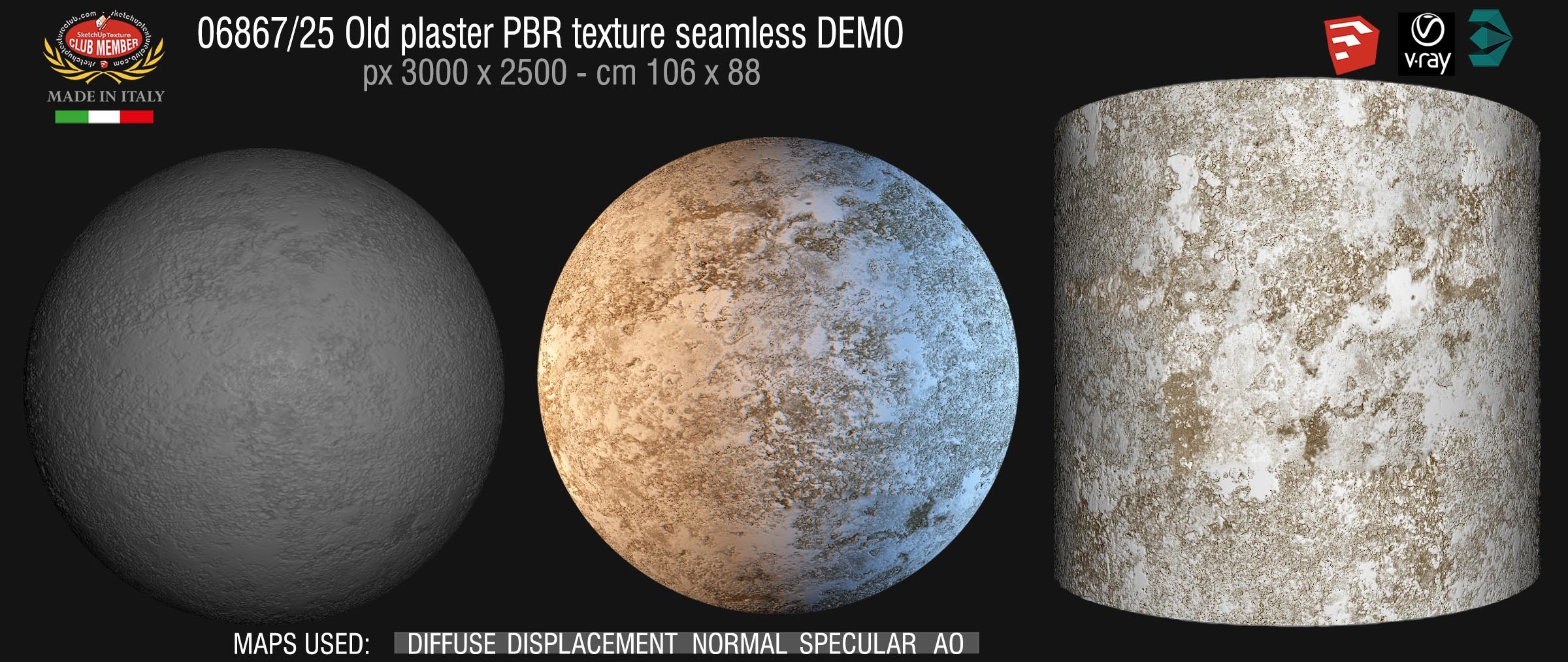 06867_25 Old plaster PBR texture seamless DEMO