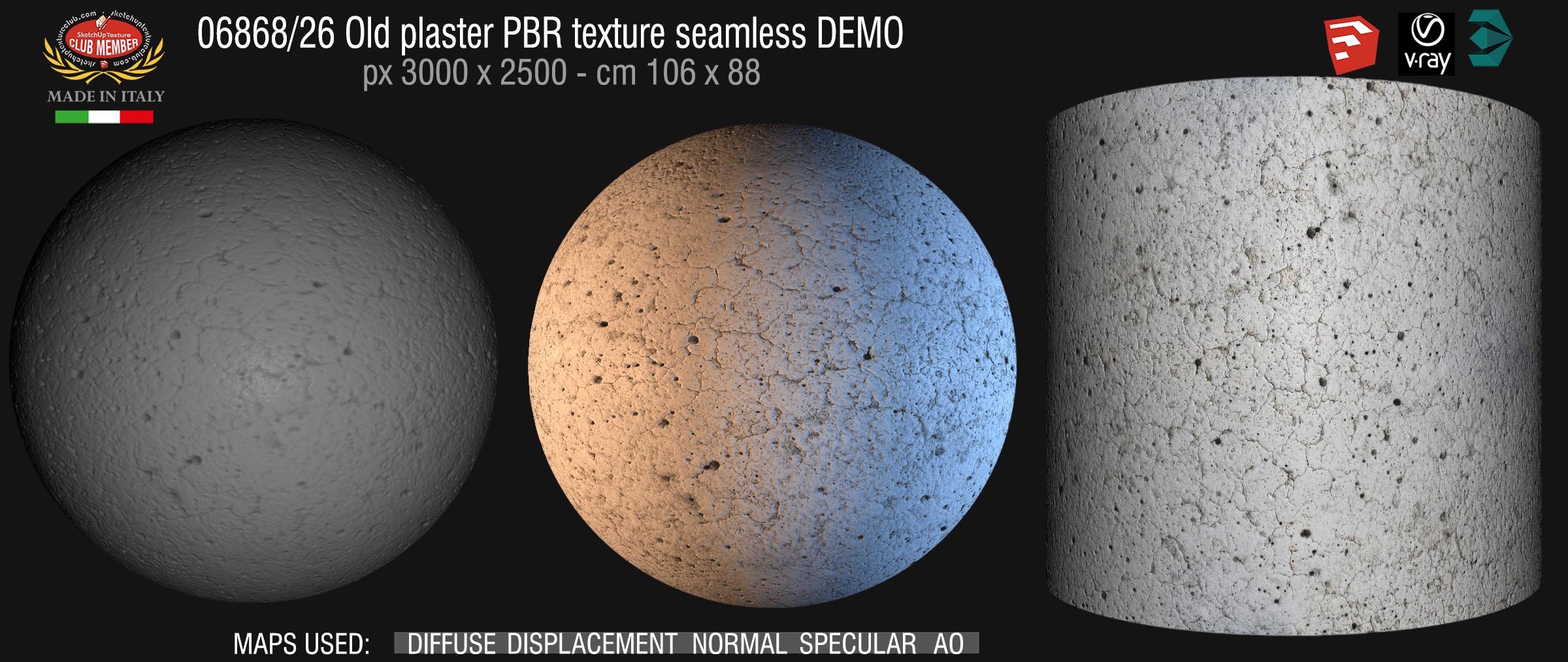 06868_26 Old plaster PBR texture seamless DEMO