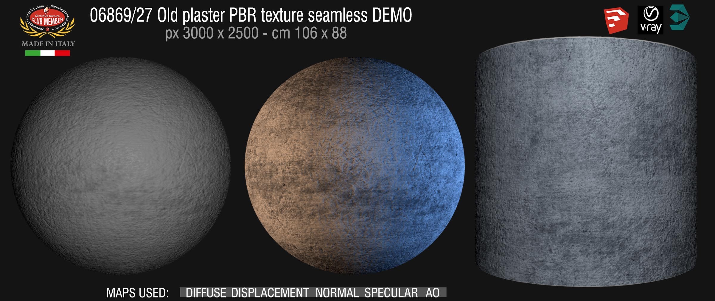 06869_27 Old plaster PBR texture seamless DEMO